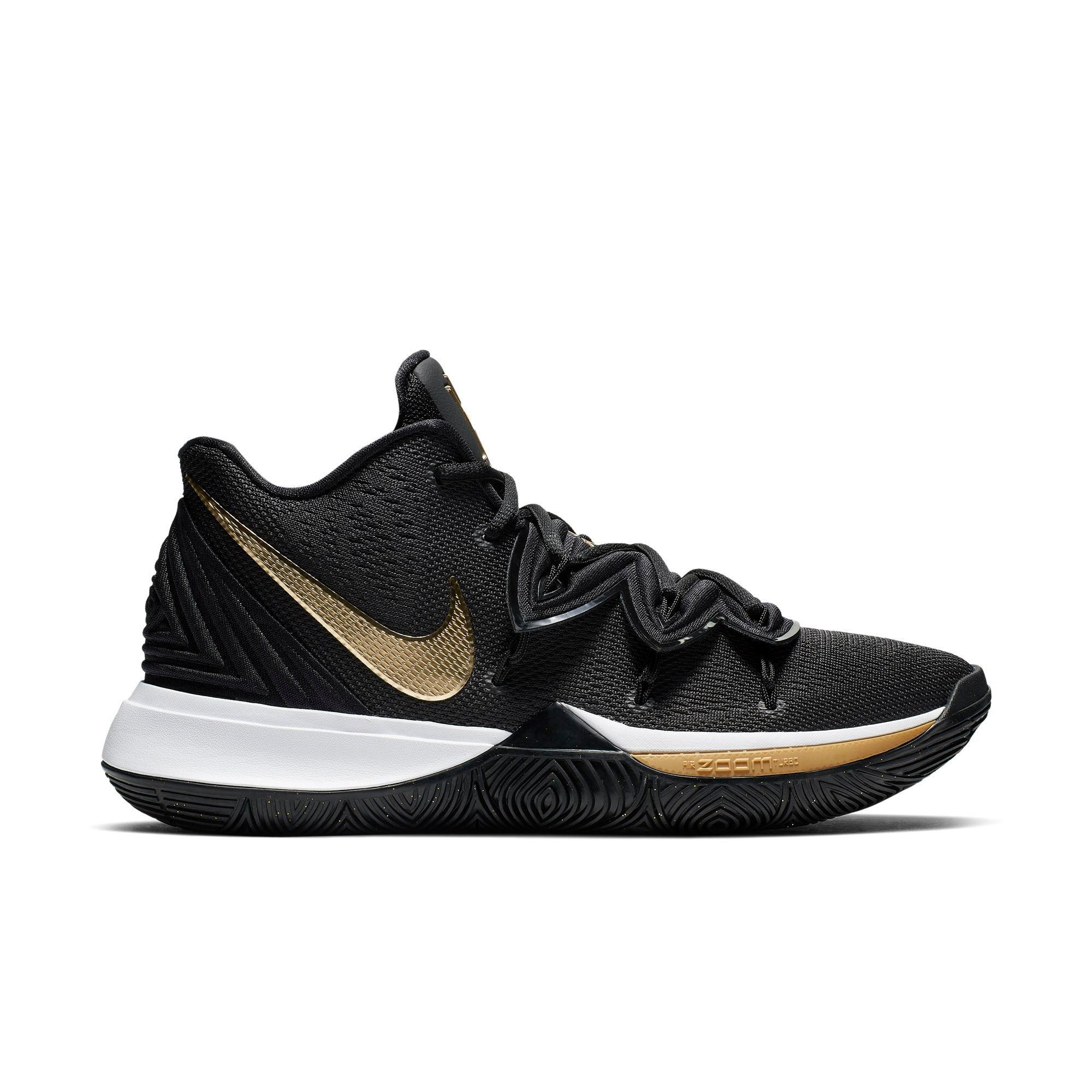 kyrie shoes black and gold