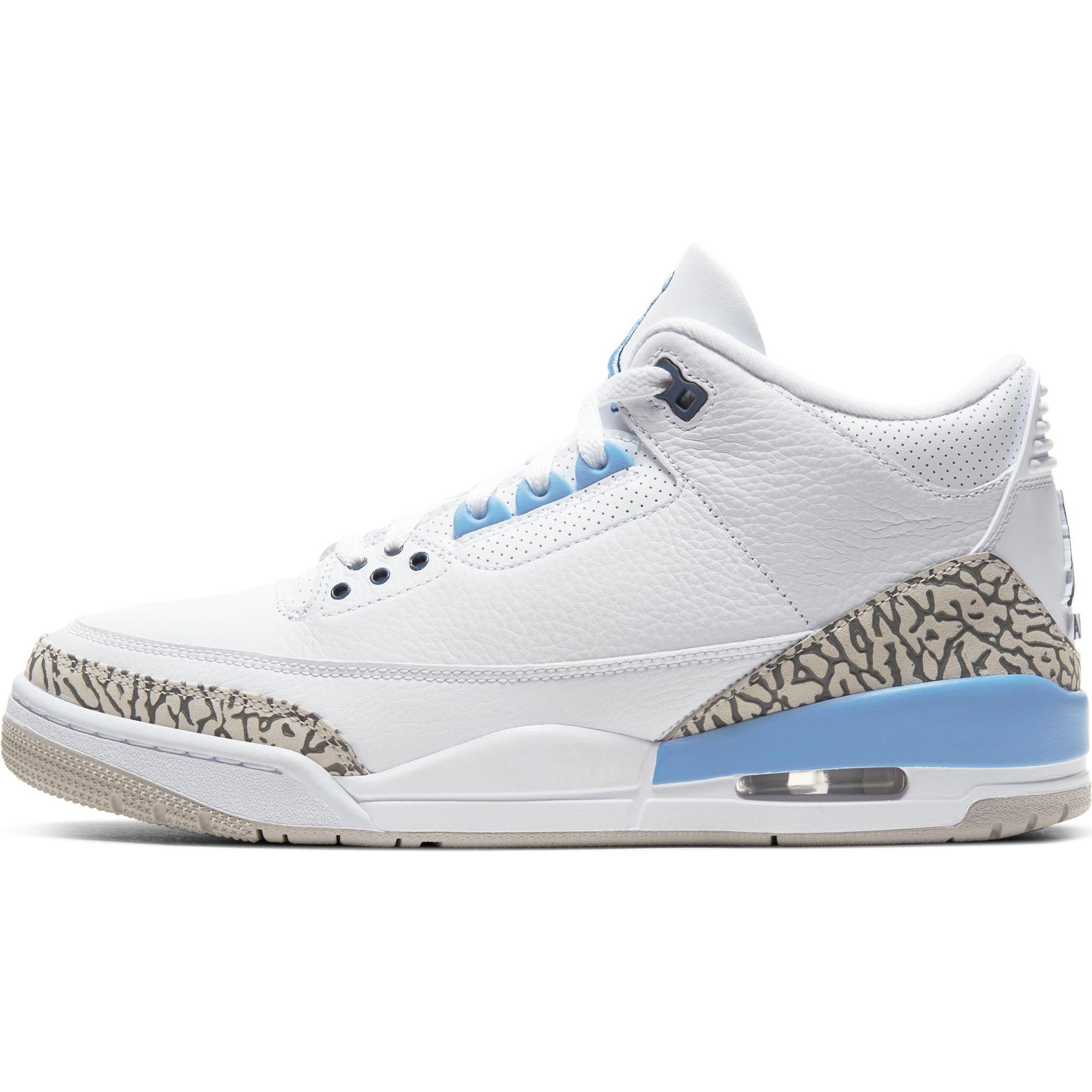 blue and white jordan 3s