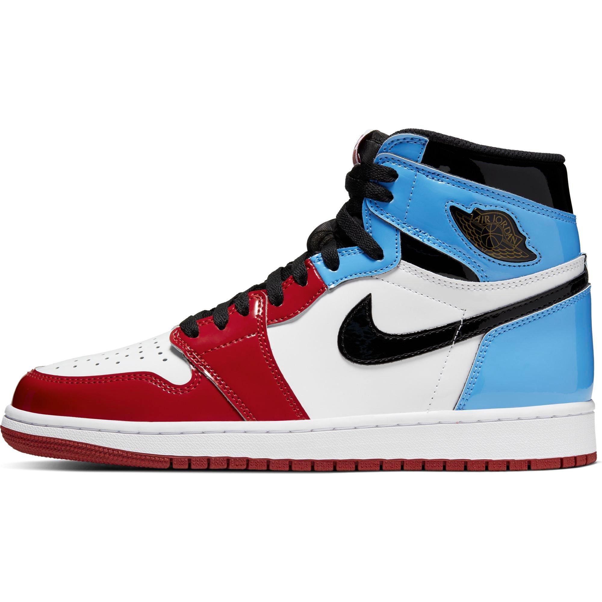 red and blue jordan retro 1