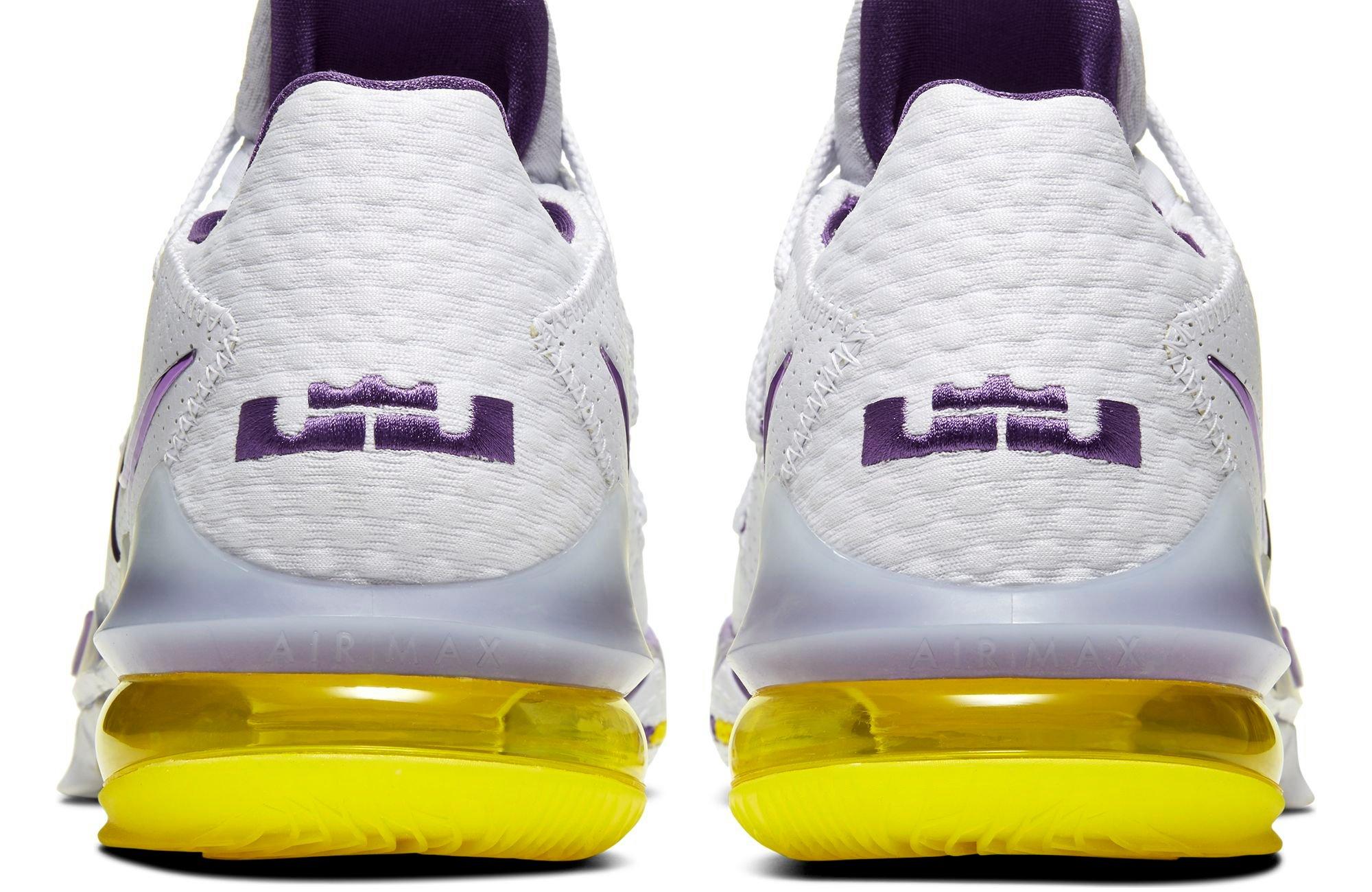 Sneakers Release â Nike LeBron 17 Low âLakers Homeâ White/Voltage Purple/Dynamic Yellow Menâs