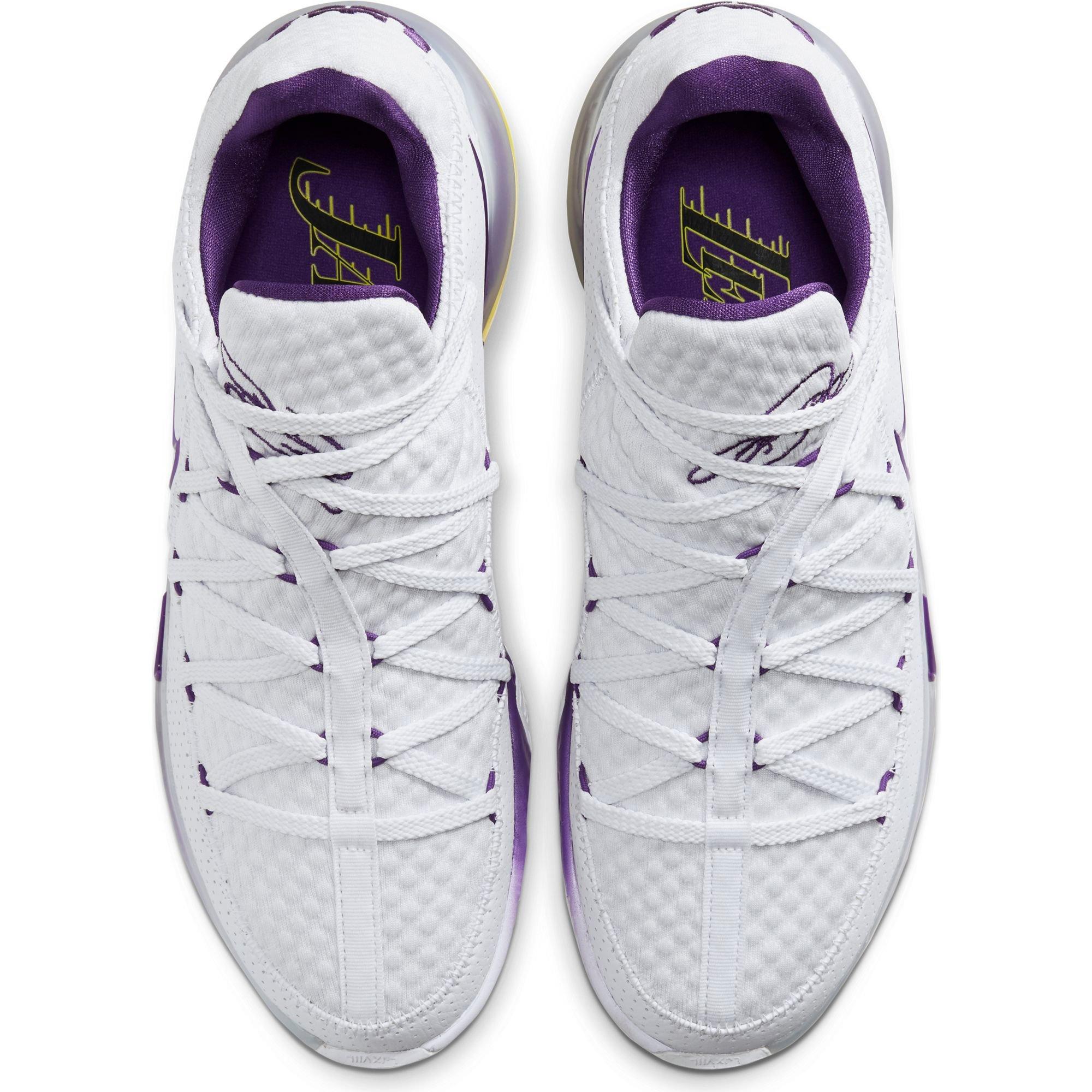 Sneakers Release u0026#8211; Nike LeBron 17 Low u0026#8220;Lakers Homeu0026#8221; White/Voltage  Purple/Dynamic Yellow Menu0026#8217;s Basketball Shoe