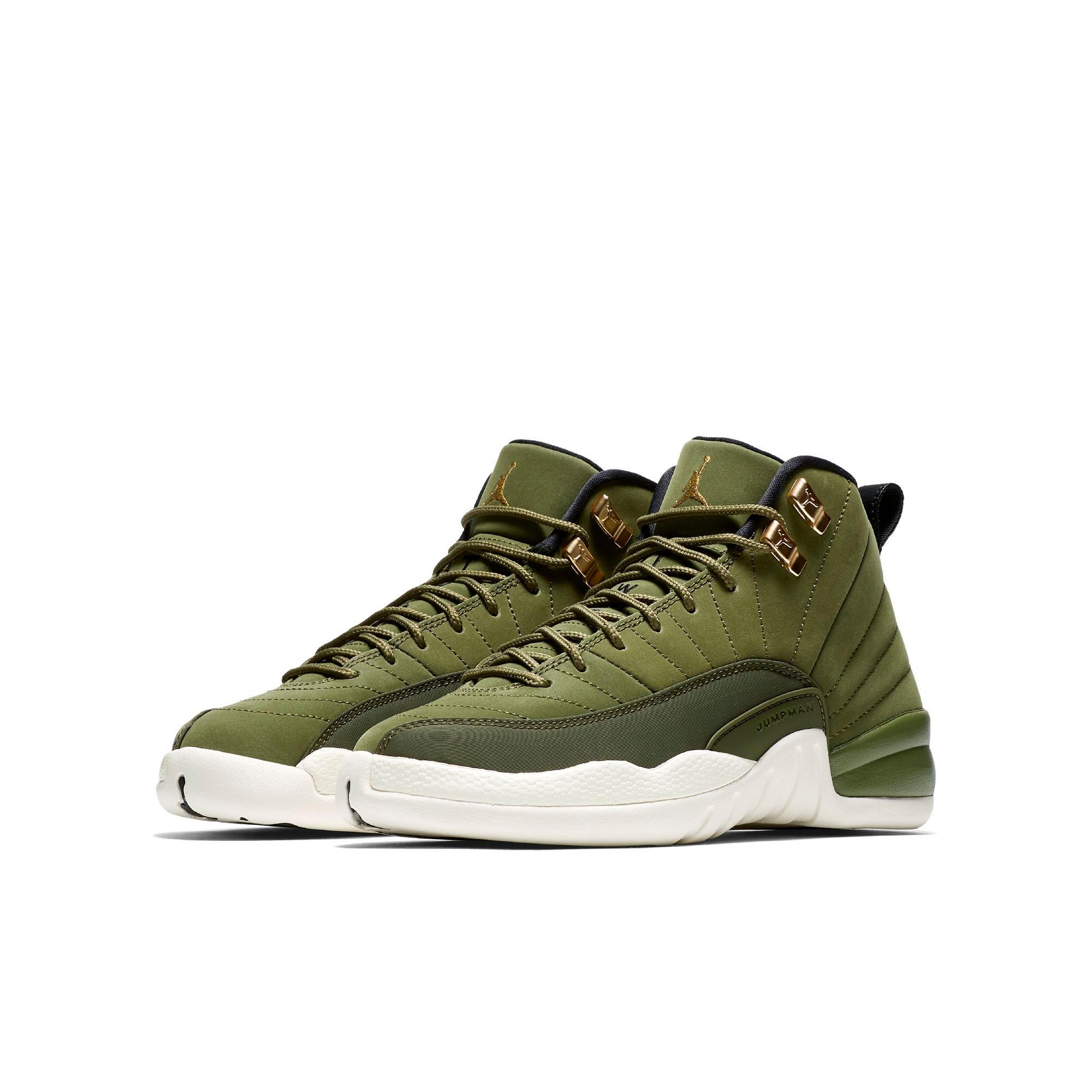 jordan retro 12 olive green toddler