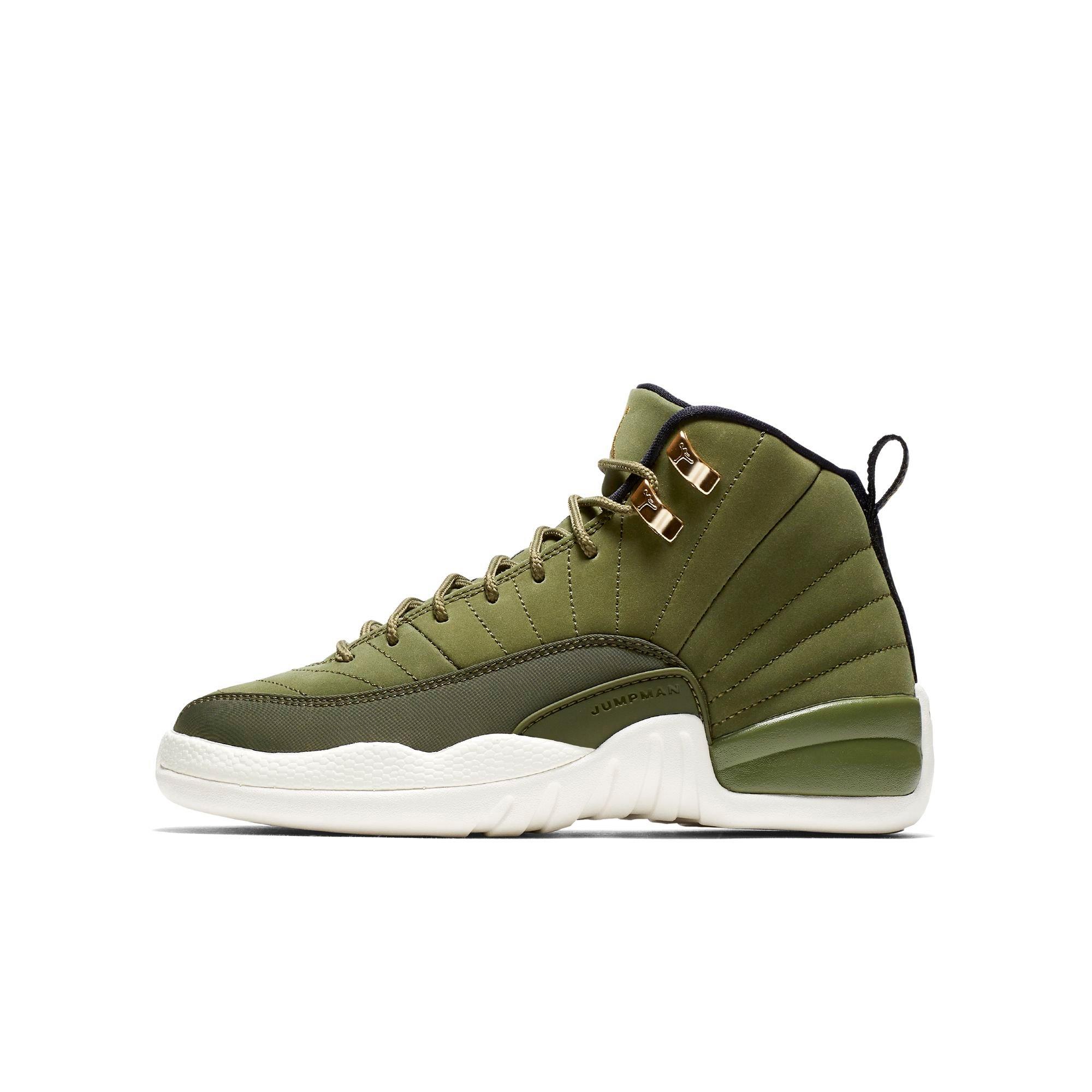 jordan retro 12 olive green toddler