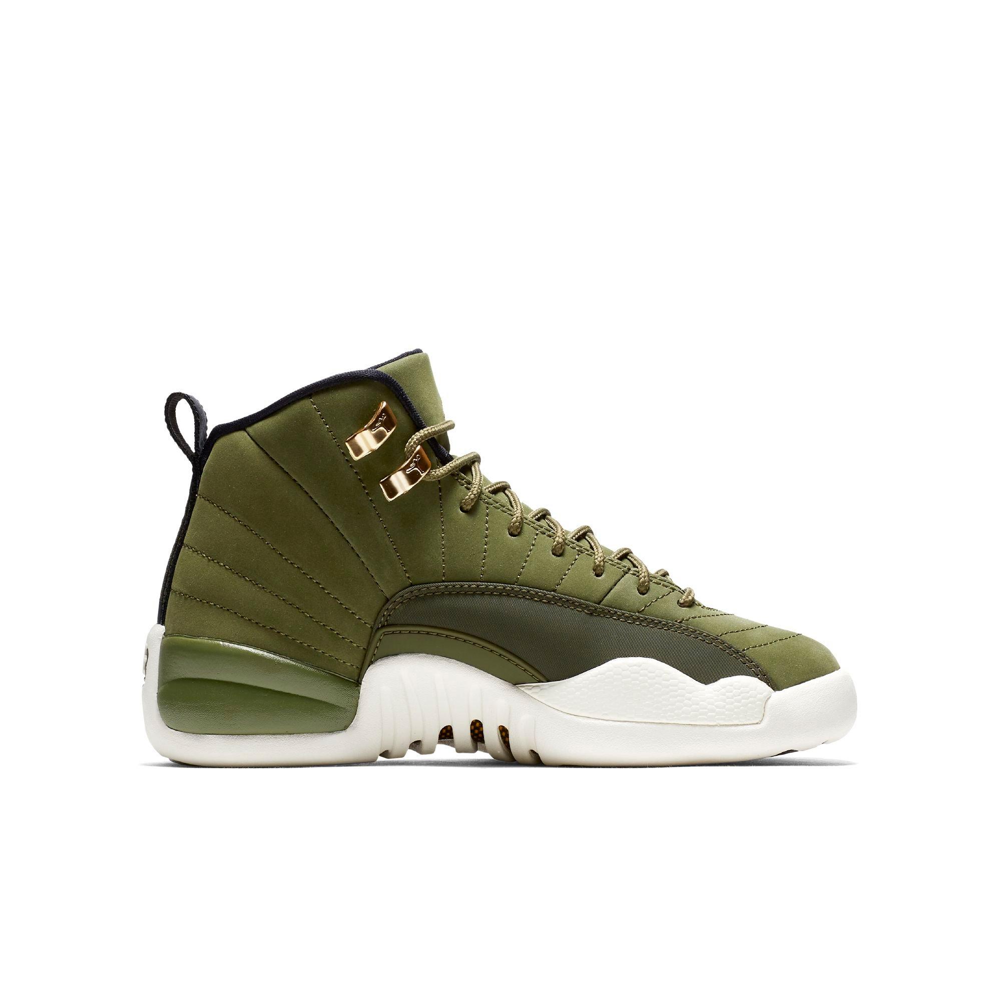 jordan retro 12 olive green toddler