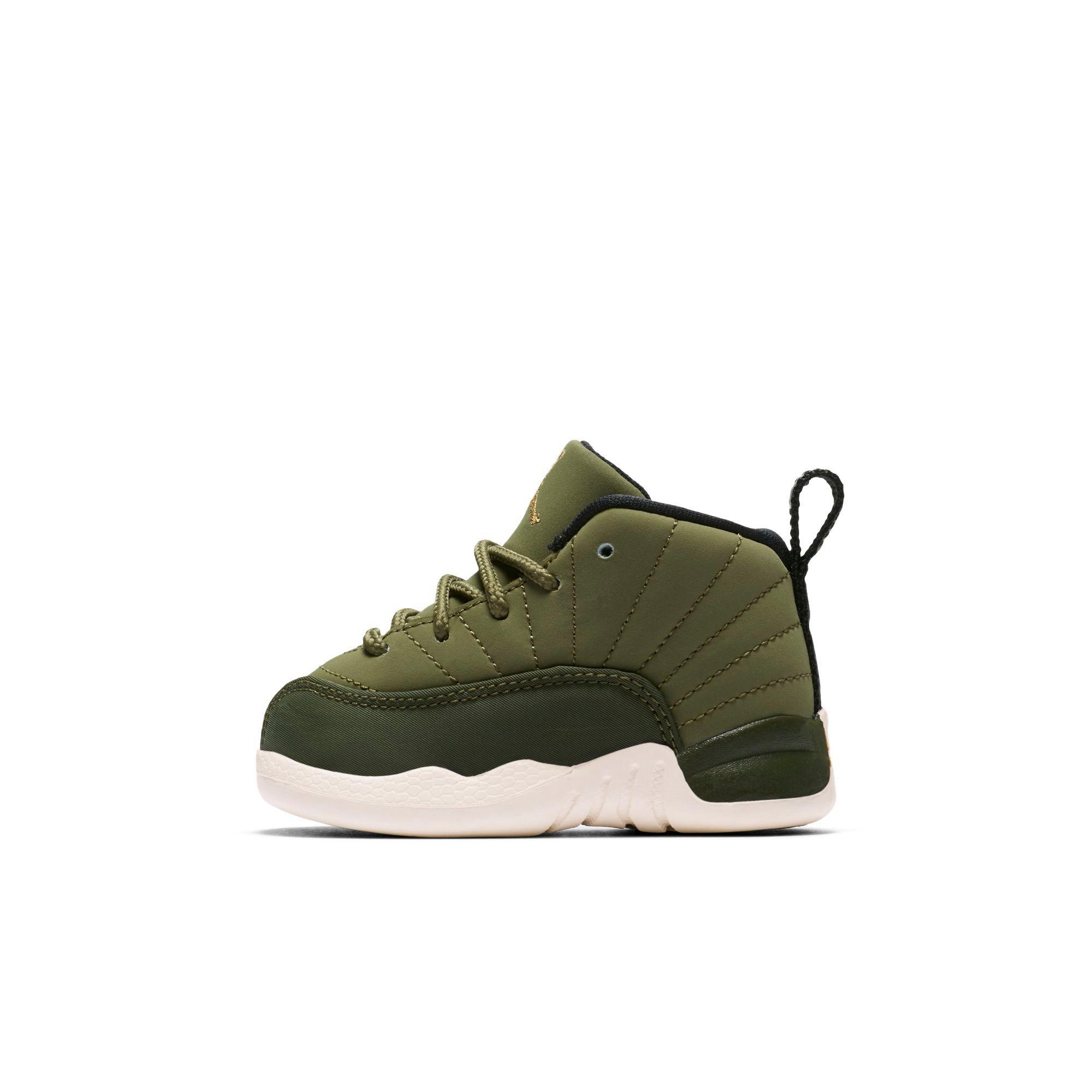 jordan retro 12 olive green toddler