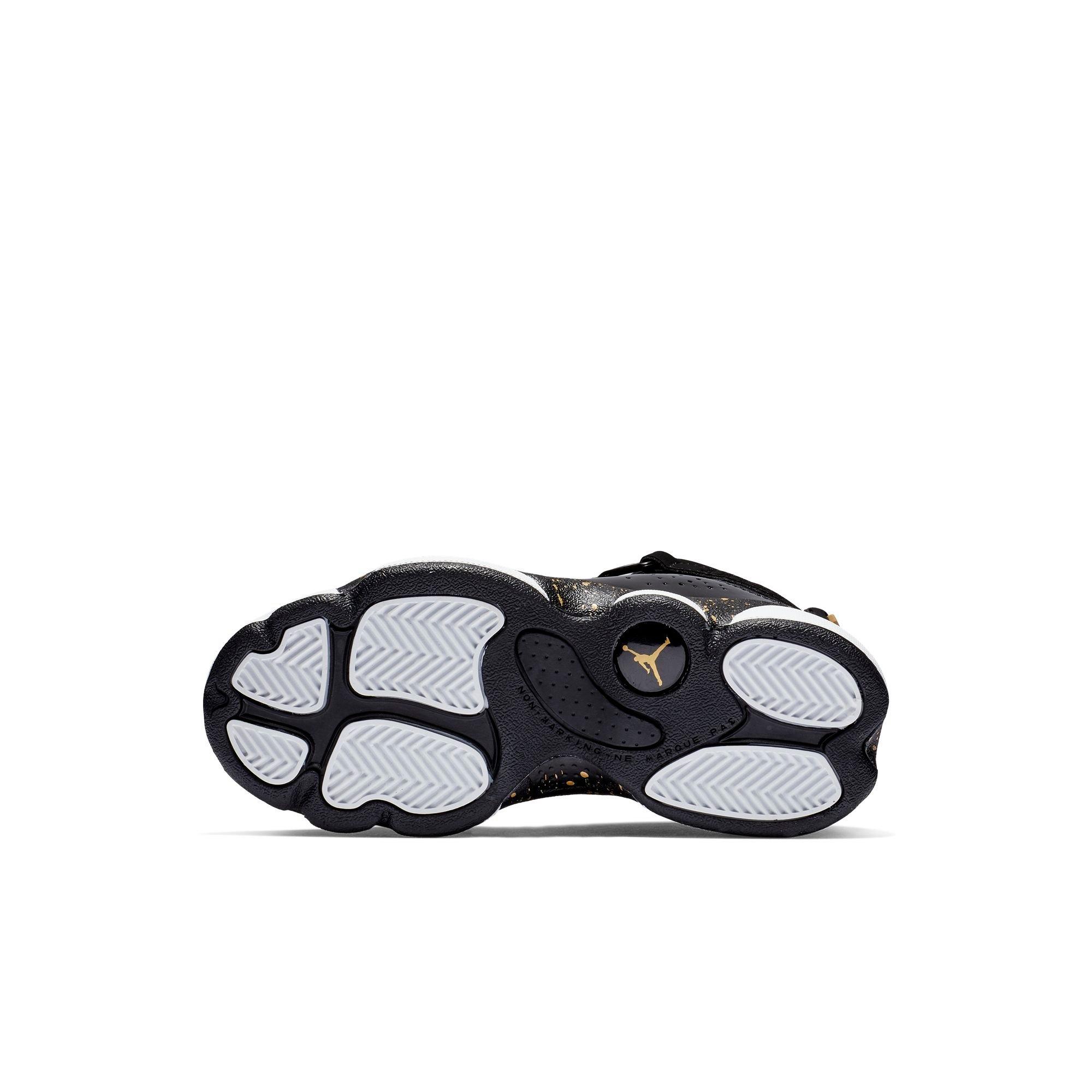 6 Rings Black Metallic Gold White