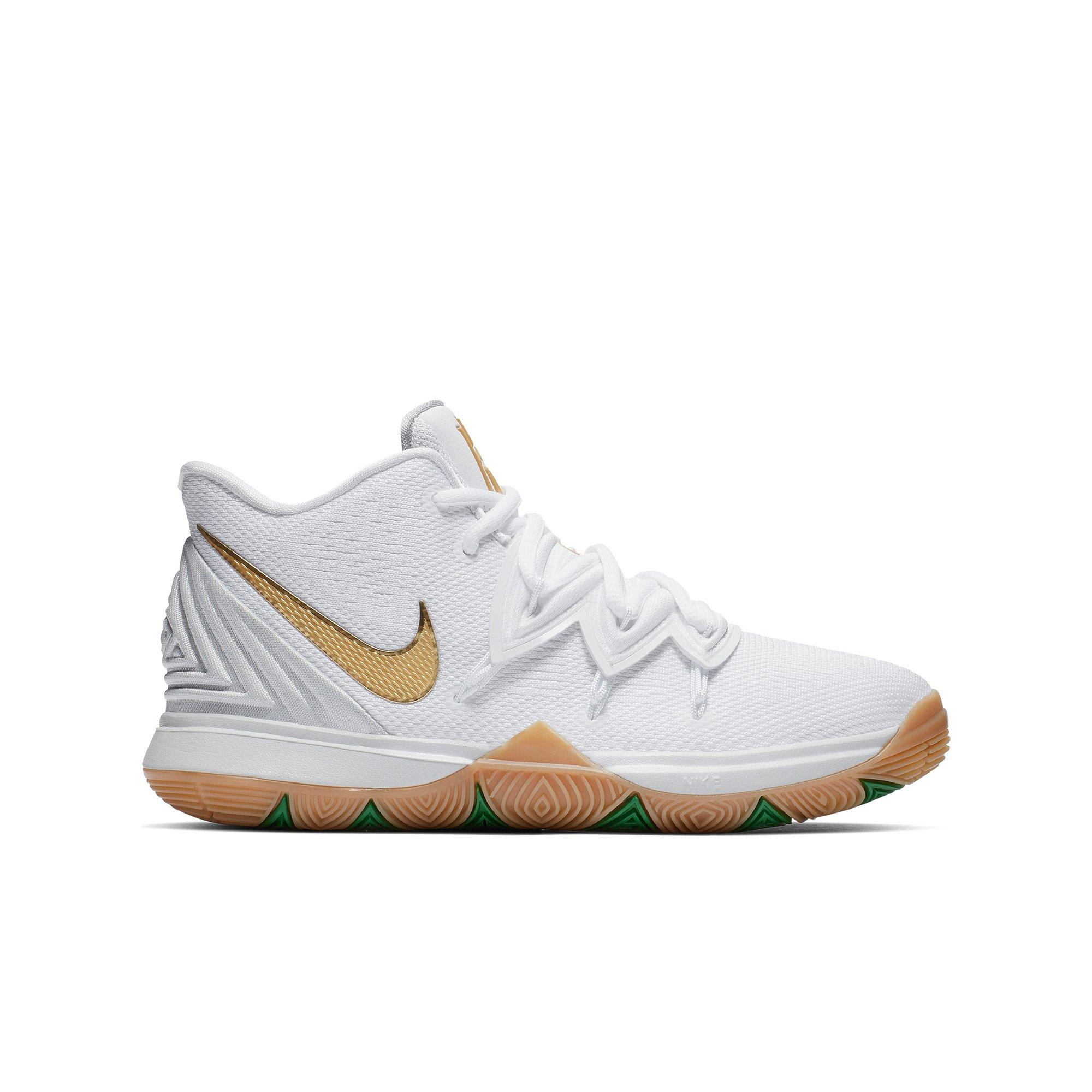 kyrie shoes white and gold