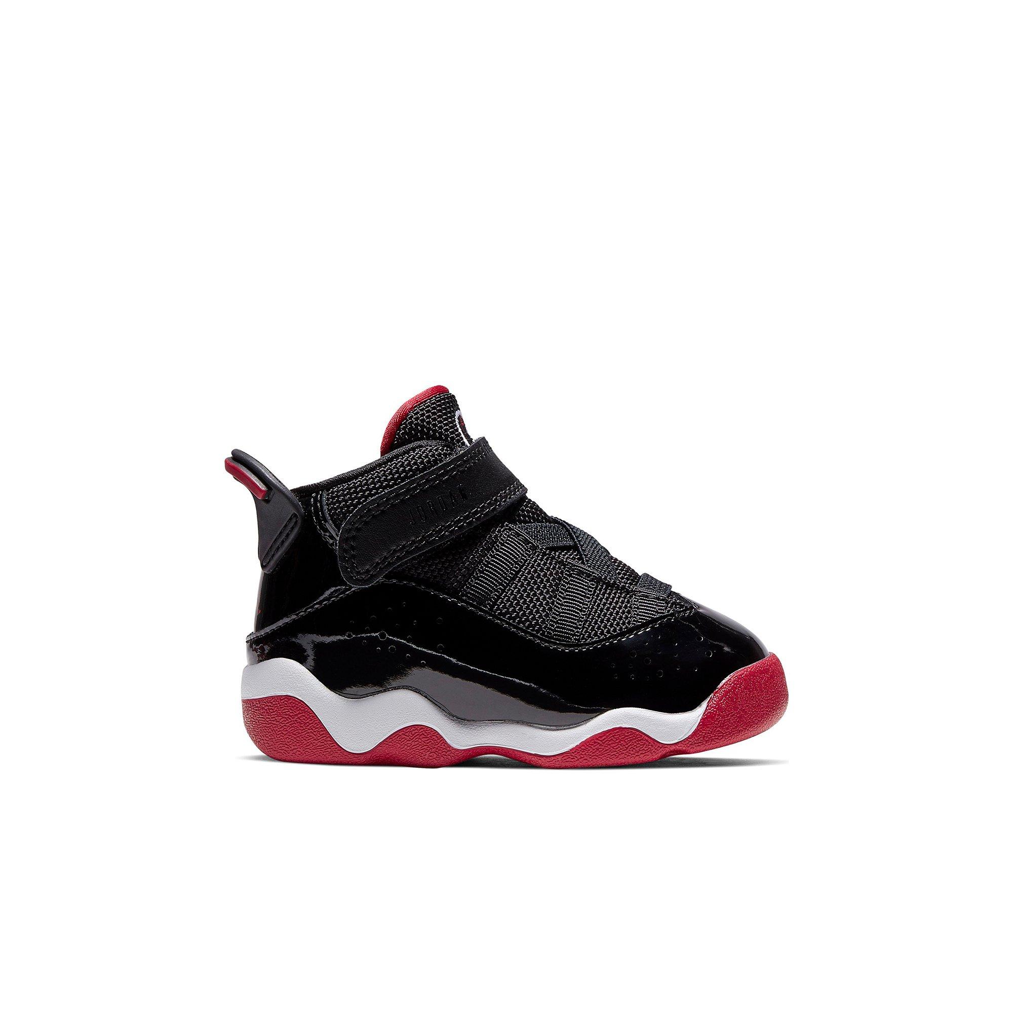 toddler black and red jordans