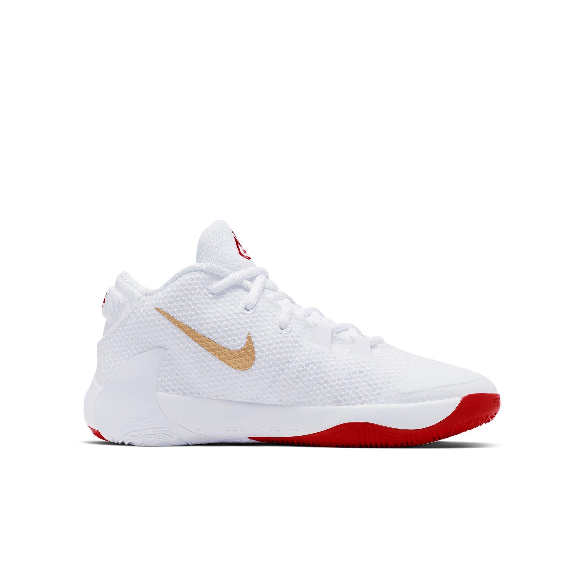 nike white and gold basketball shoes