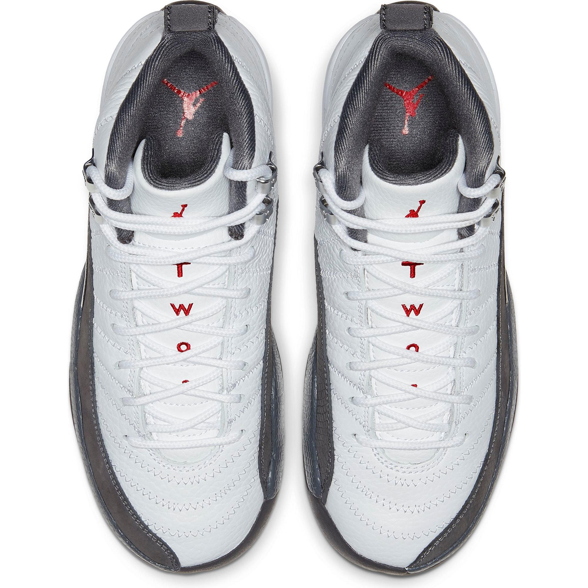 jordan 12 grey and white grade school