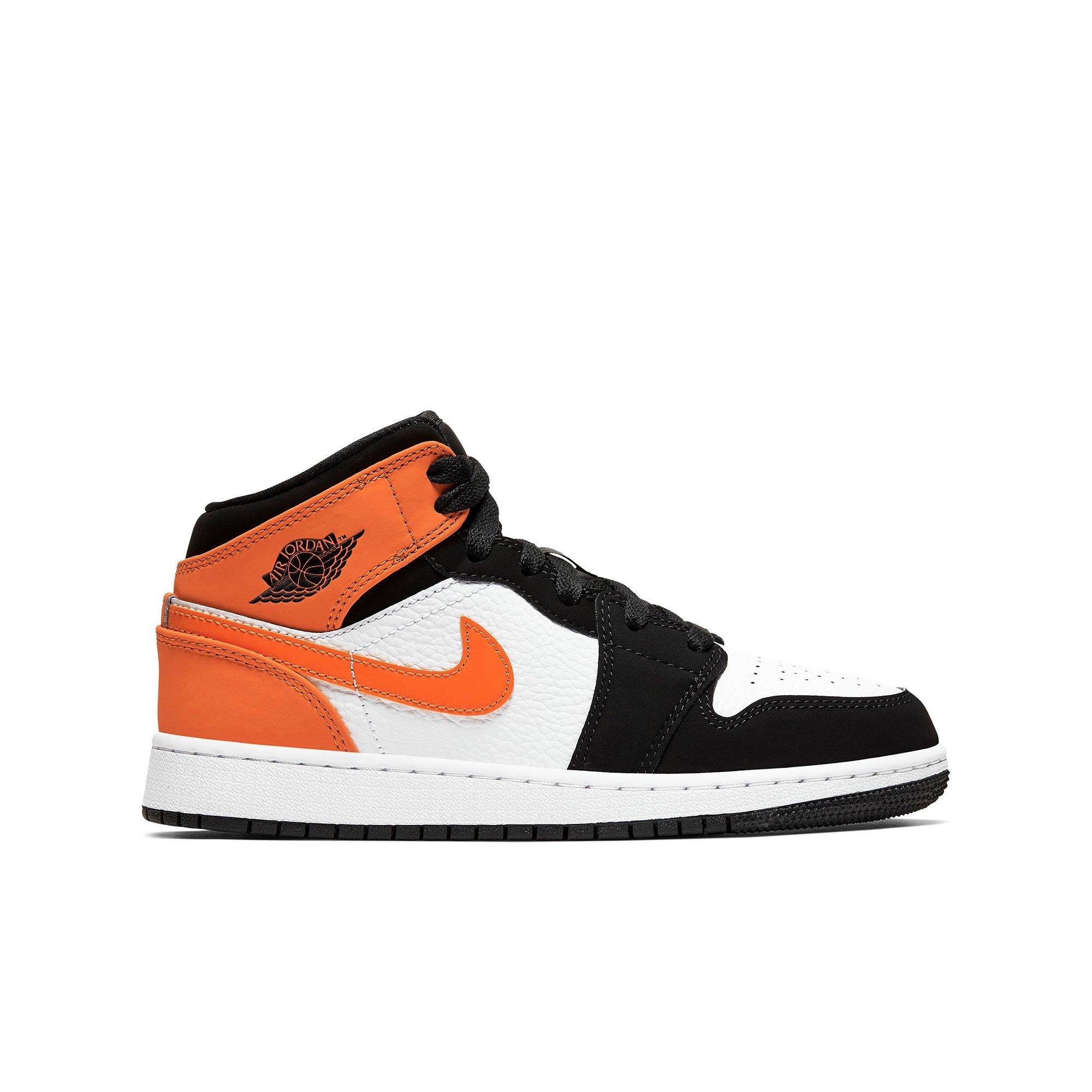 orange black and white jordan 1 grade school