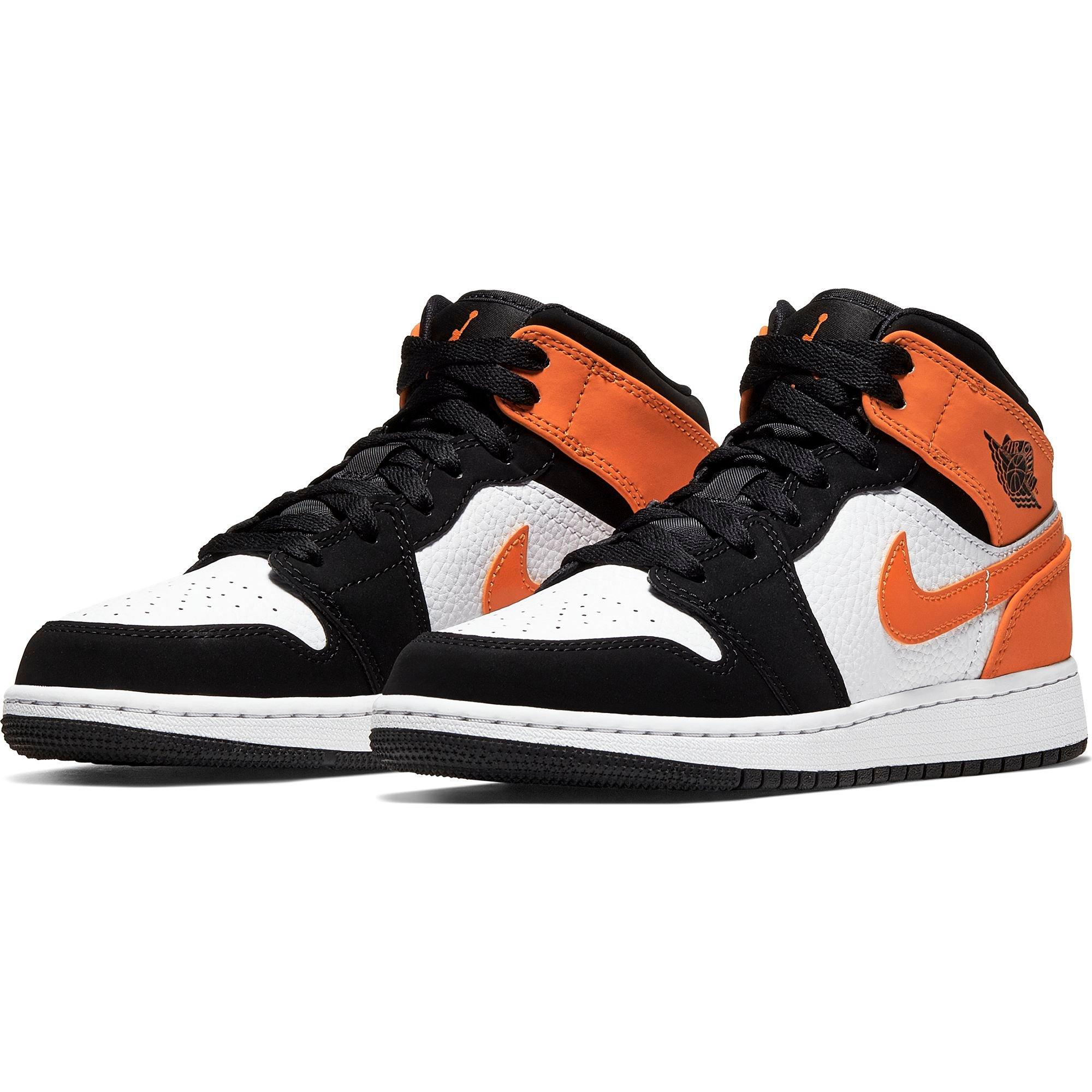 orange white and black jordan 1
