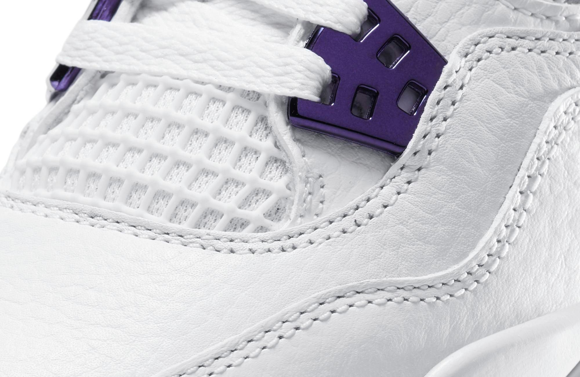 White and clearance purple jordan 4