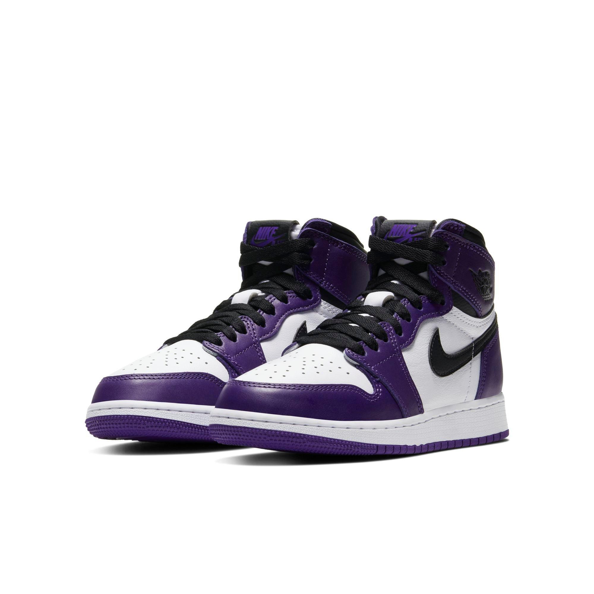 purple black and white jordan 1