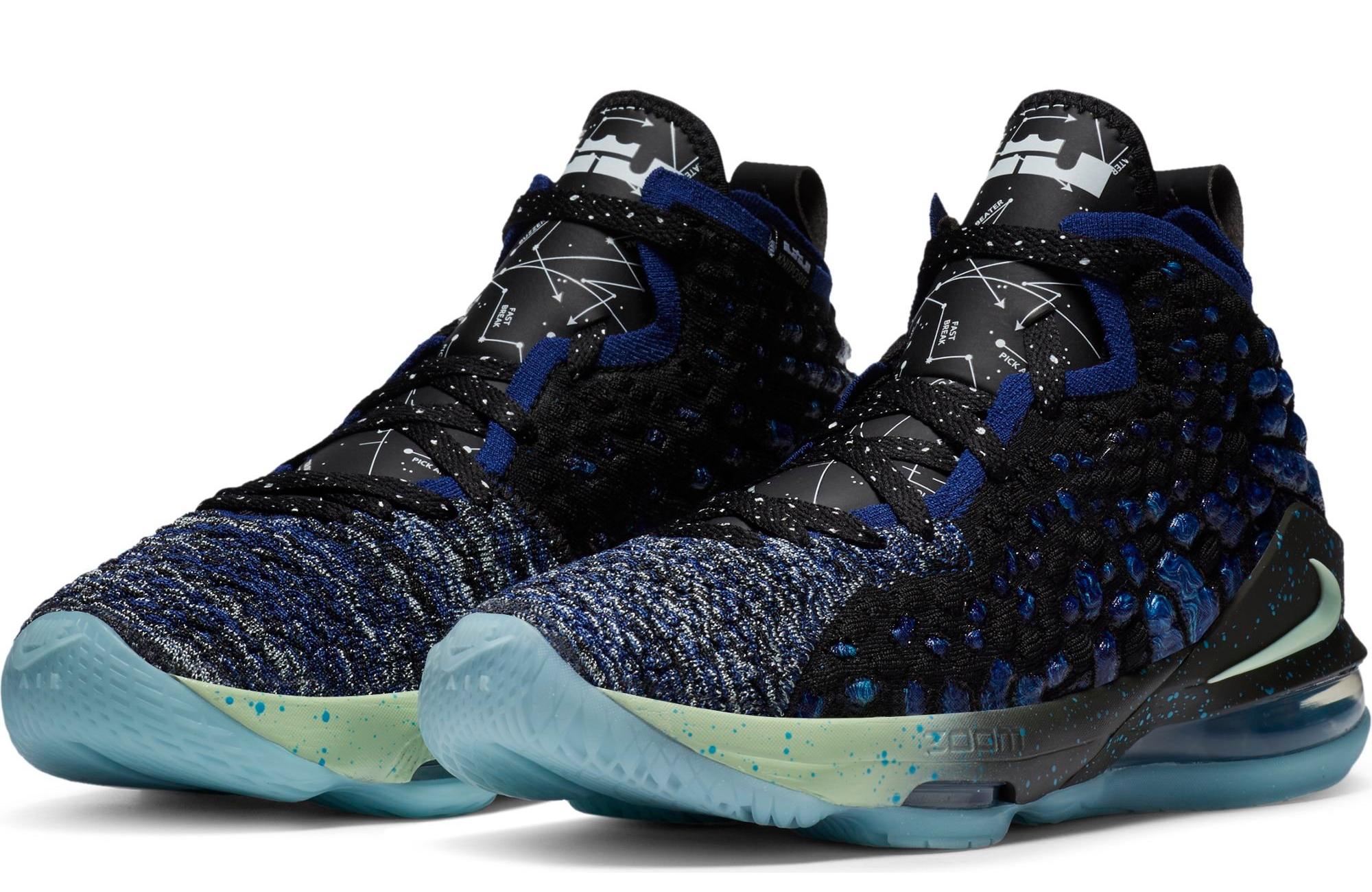 Sneakers Release â Nike LeBron 17 âConstellationsâ Deep Royal Blue/Vapor Green Kidsâ Basketball Shoe