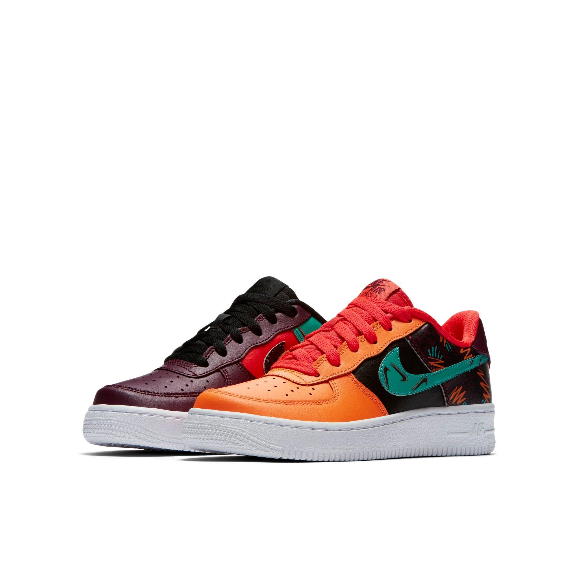 orange and purple air force ones