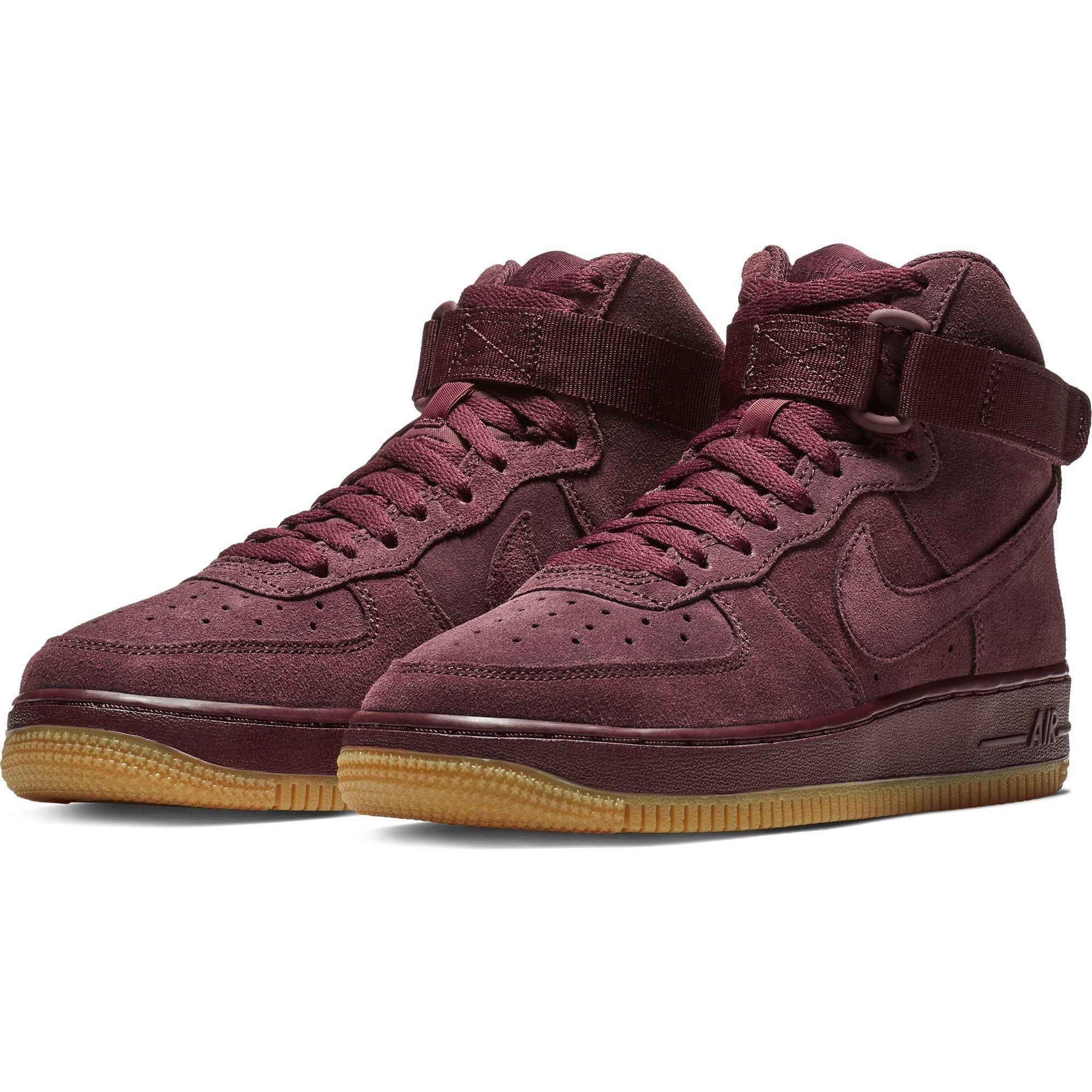 burgundy air force ones high top