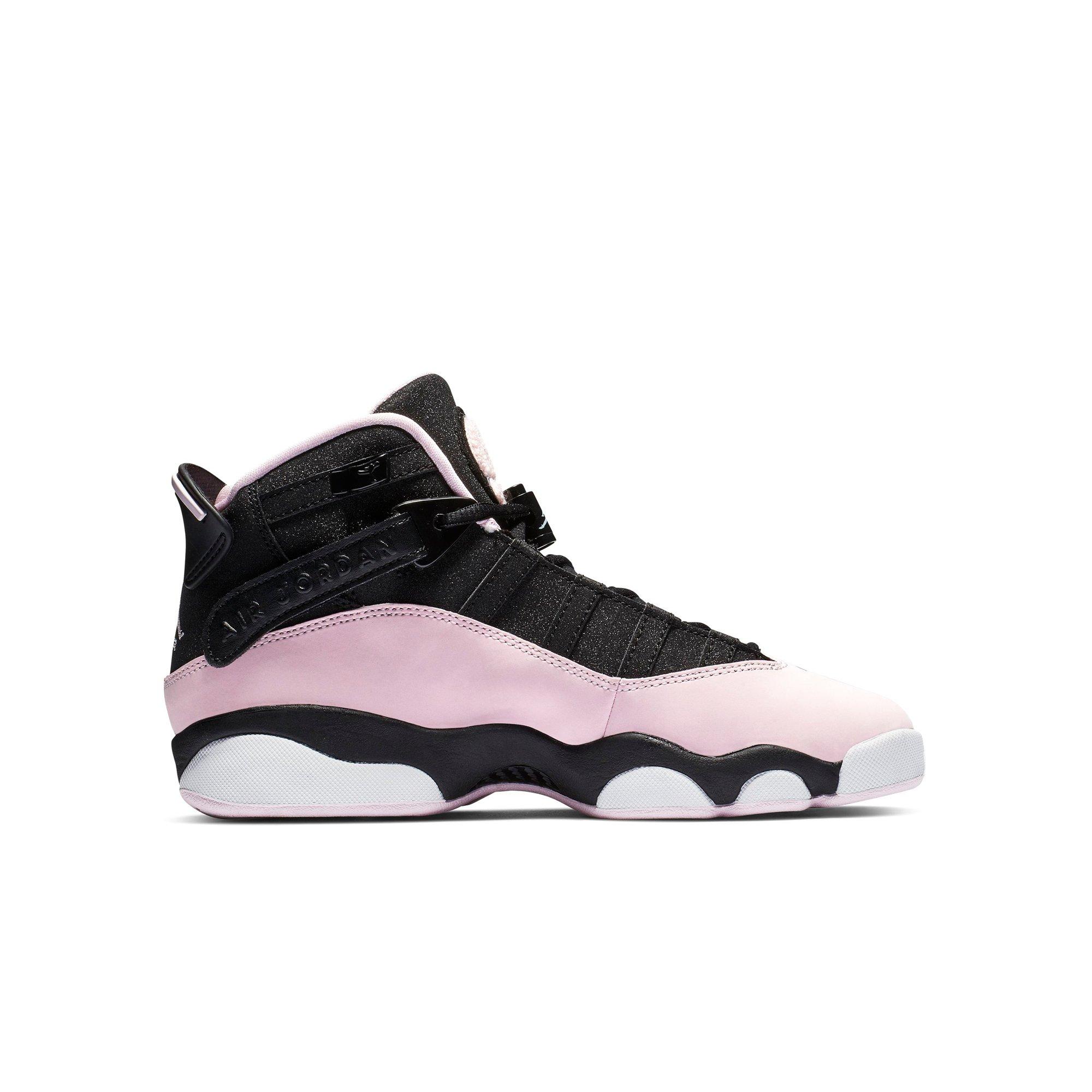 black and pink sparkle jordans