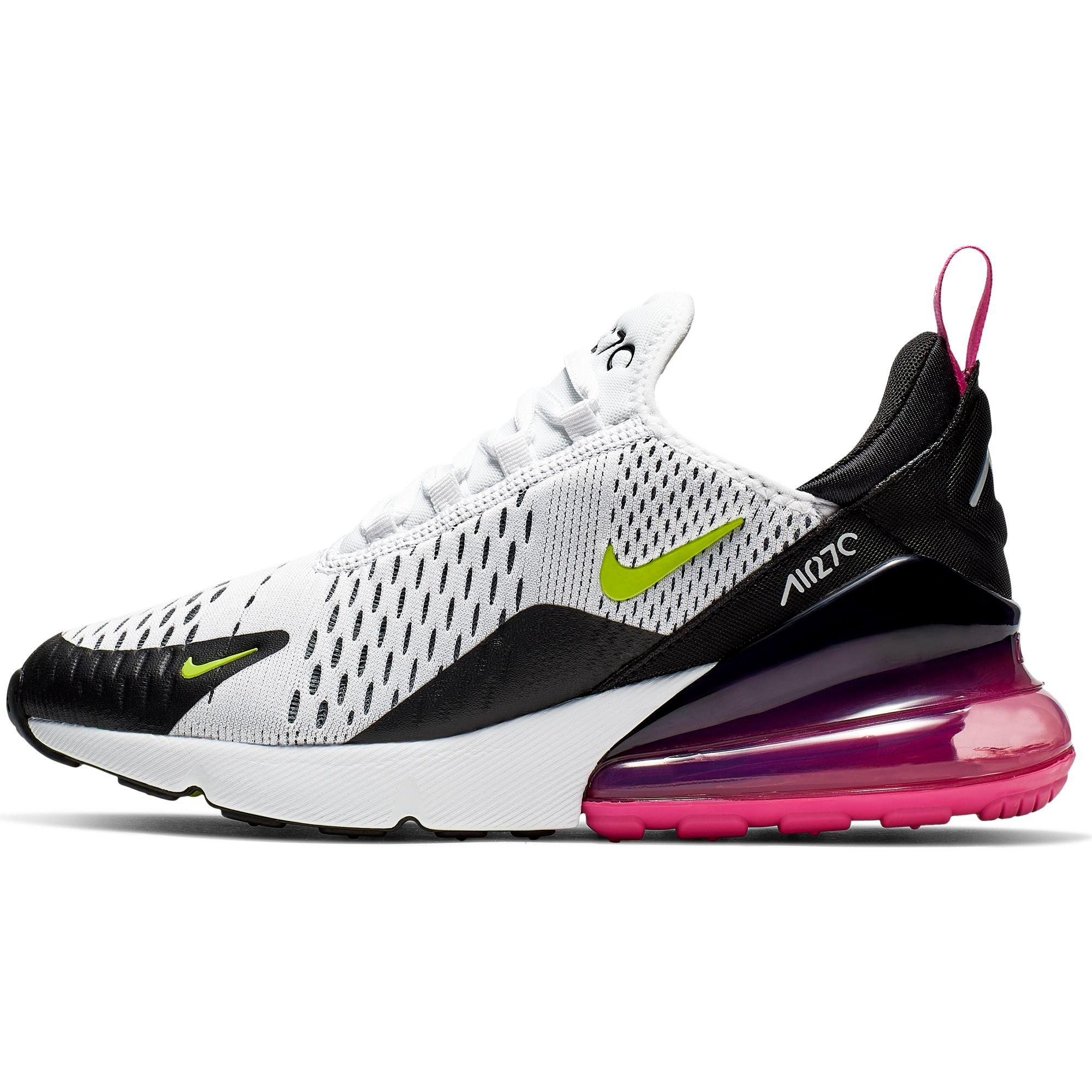 black white and pink nike 270