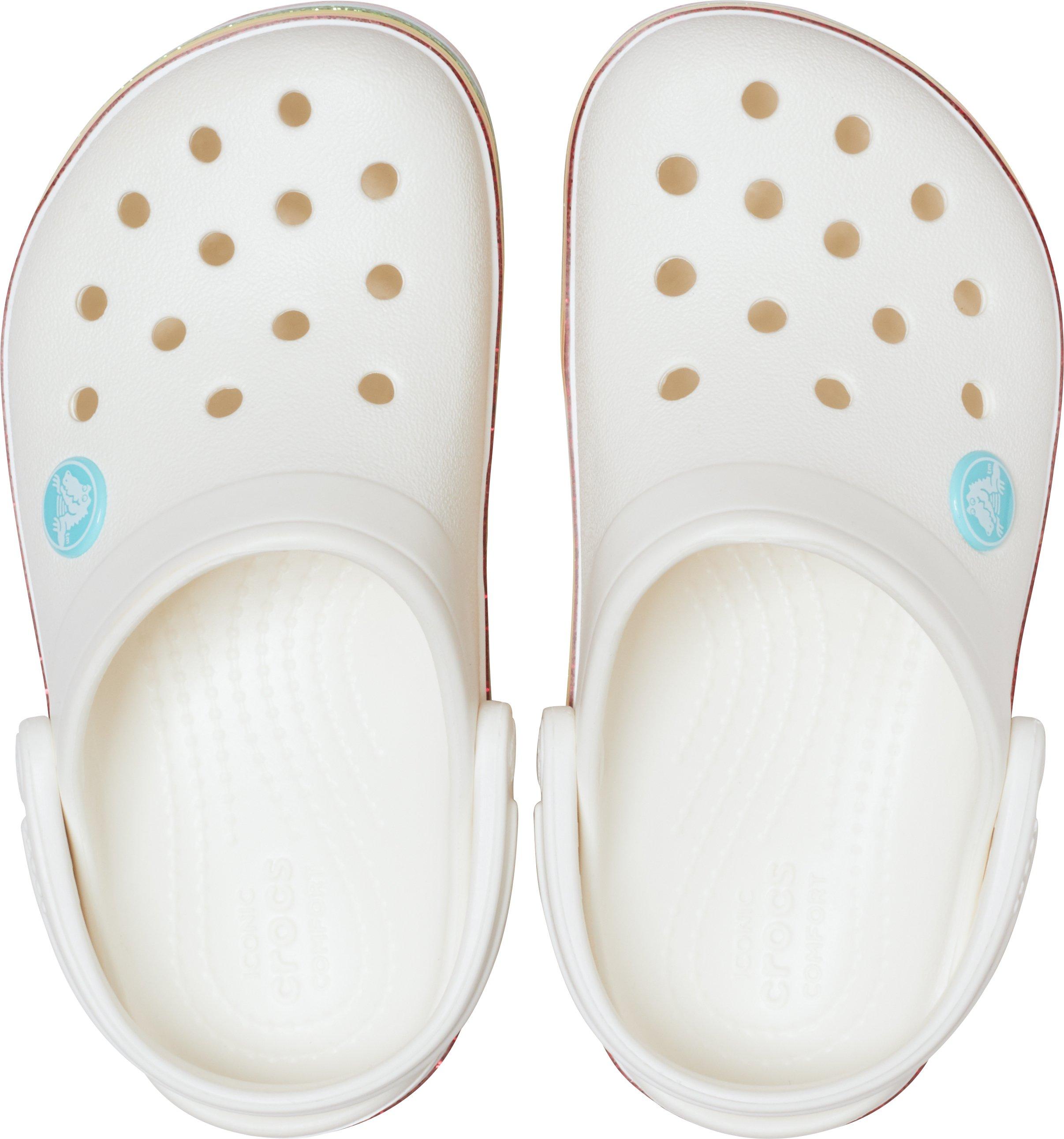 rainbow white crocs