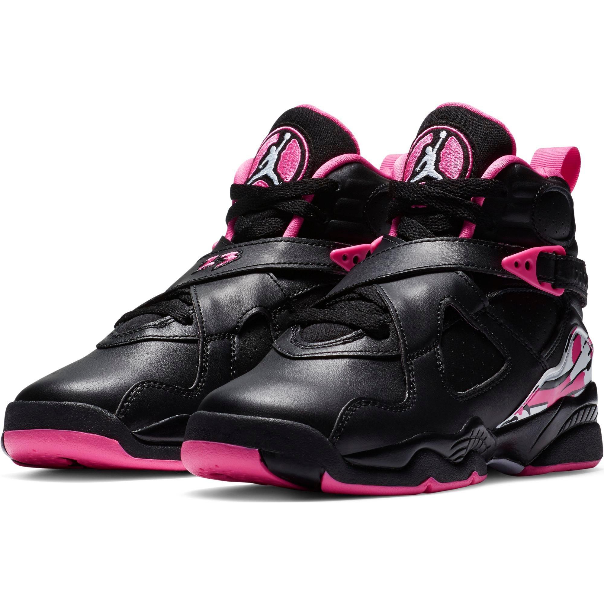 black and pink girl jordans