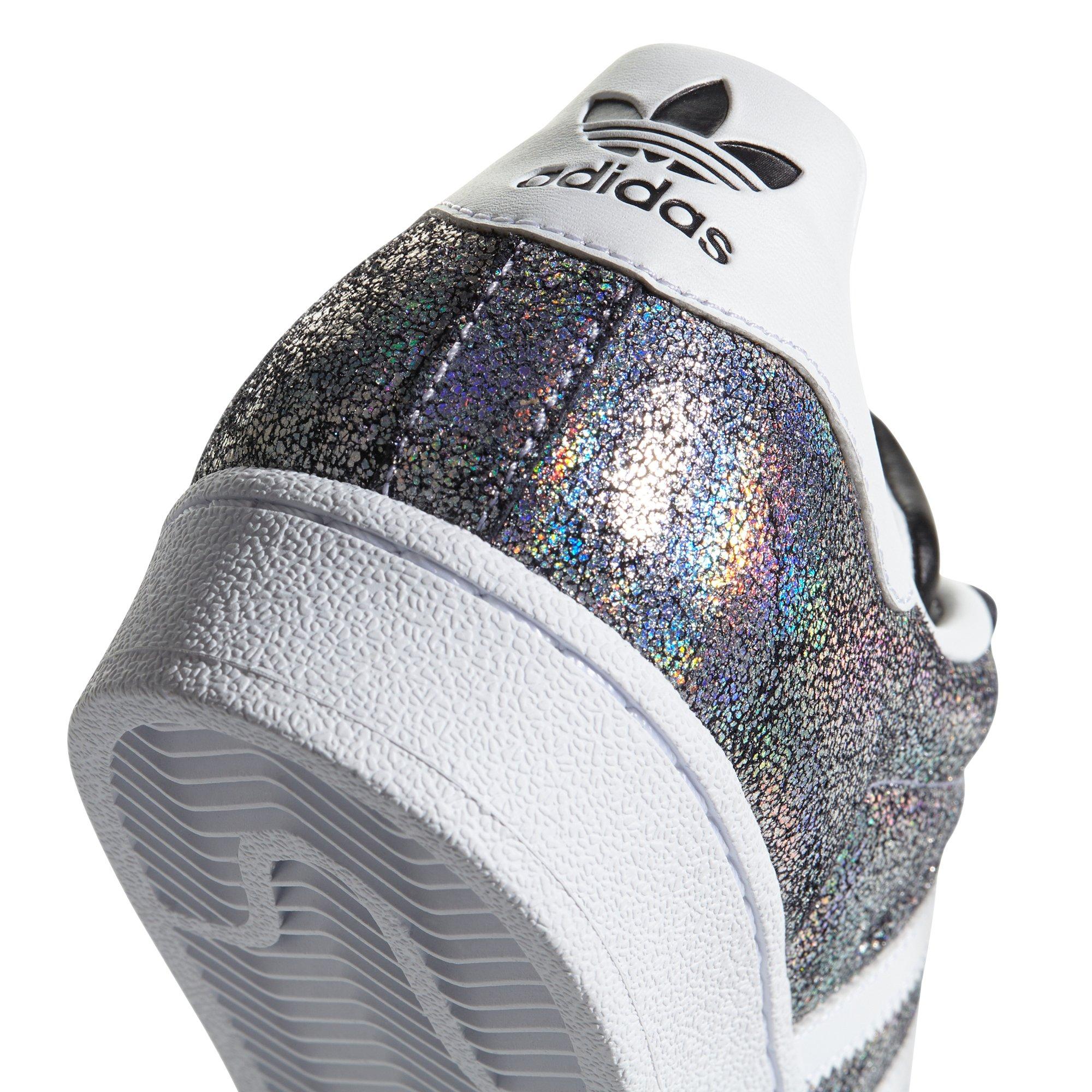 adidas superstar glitter womens trainers in silver white