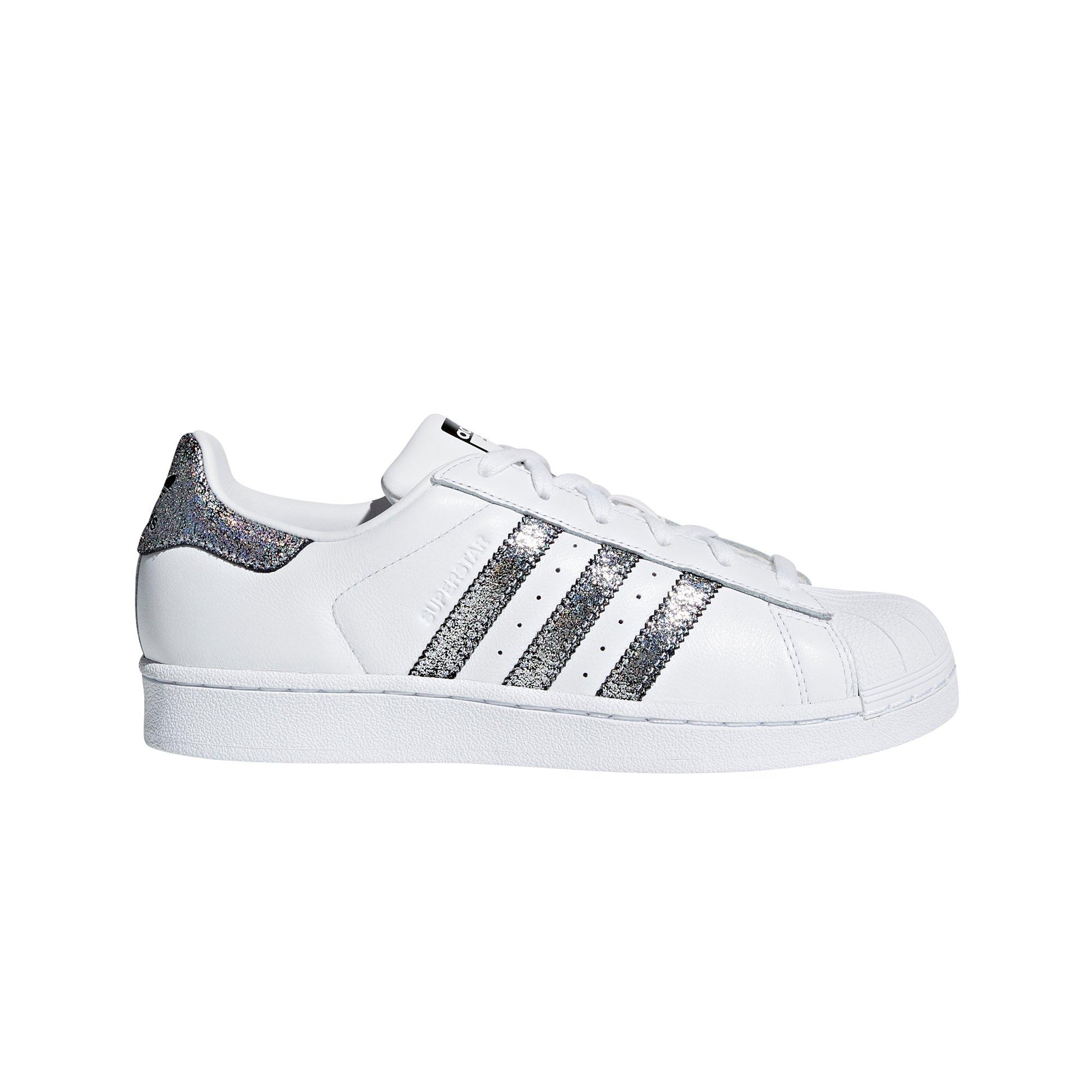 adidas superstar womens white and silver