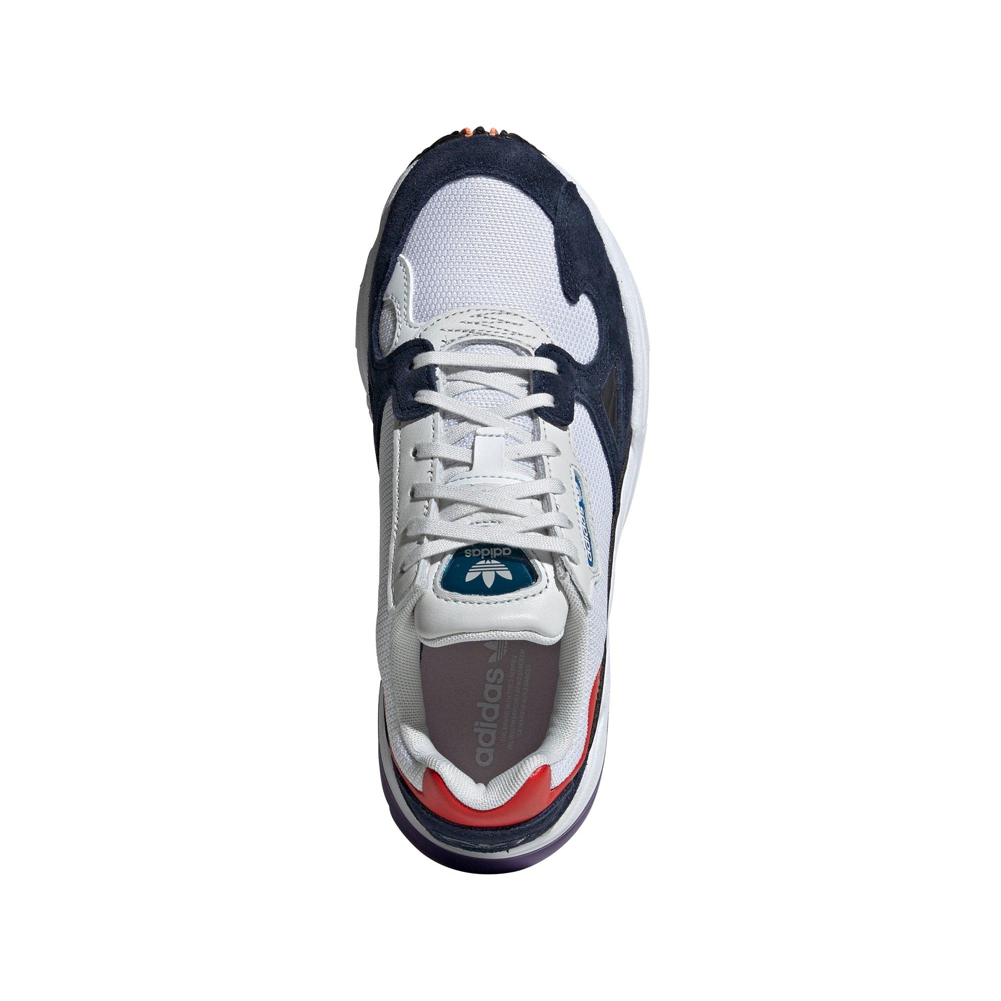 adidas originals falcon sneakers in white and navy
