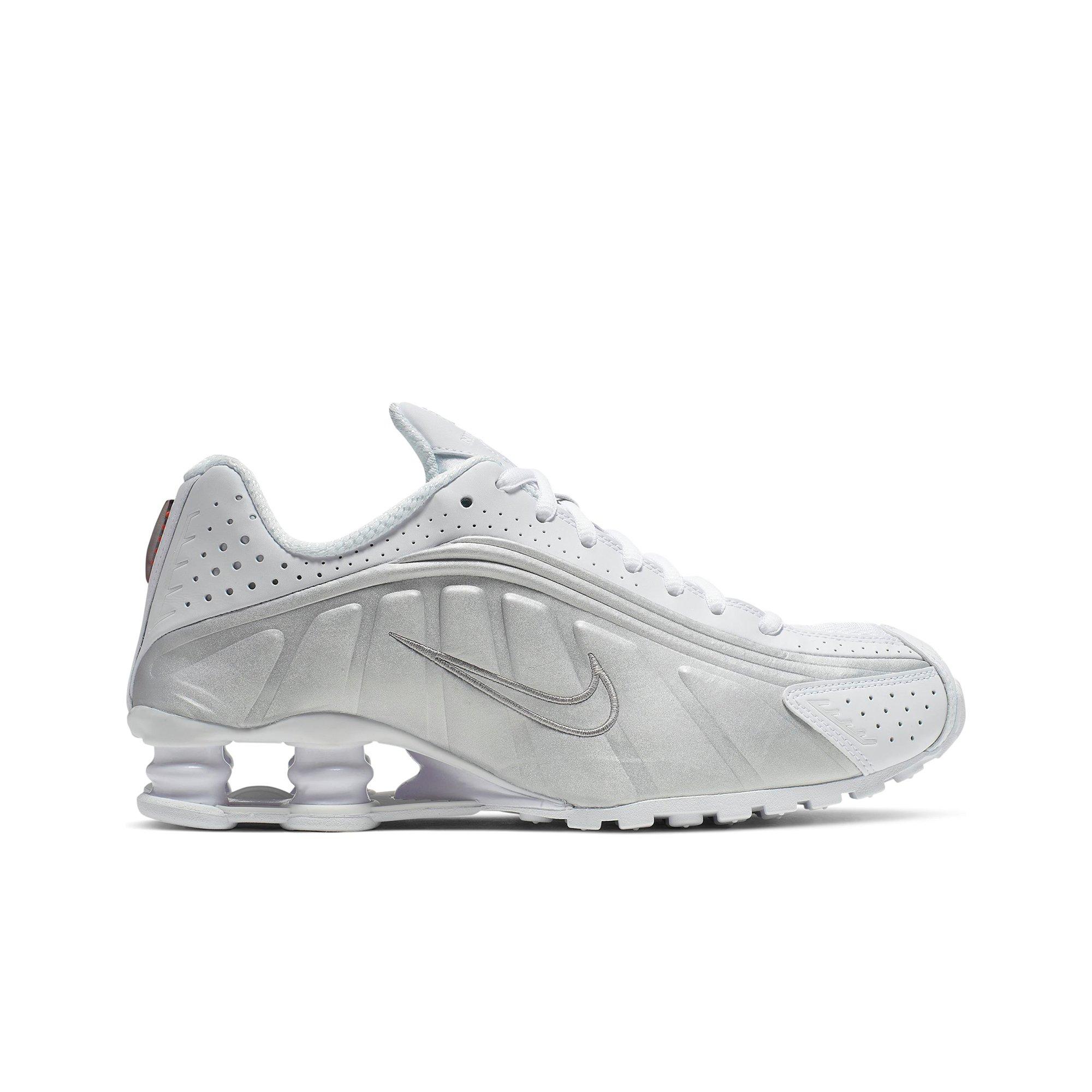 silver and pink nike shox