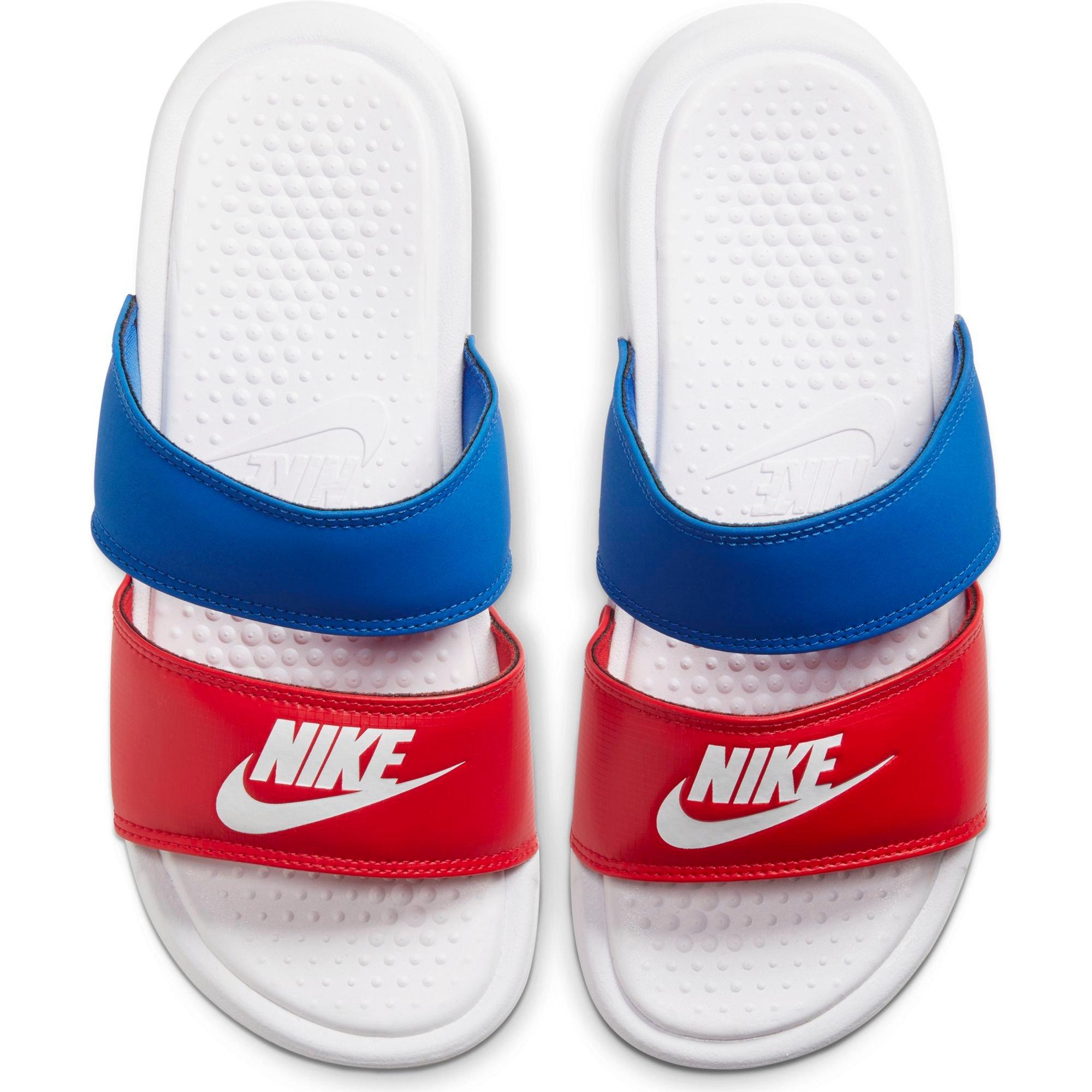 red white nike slides