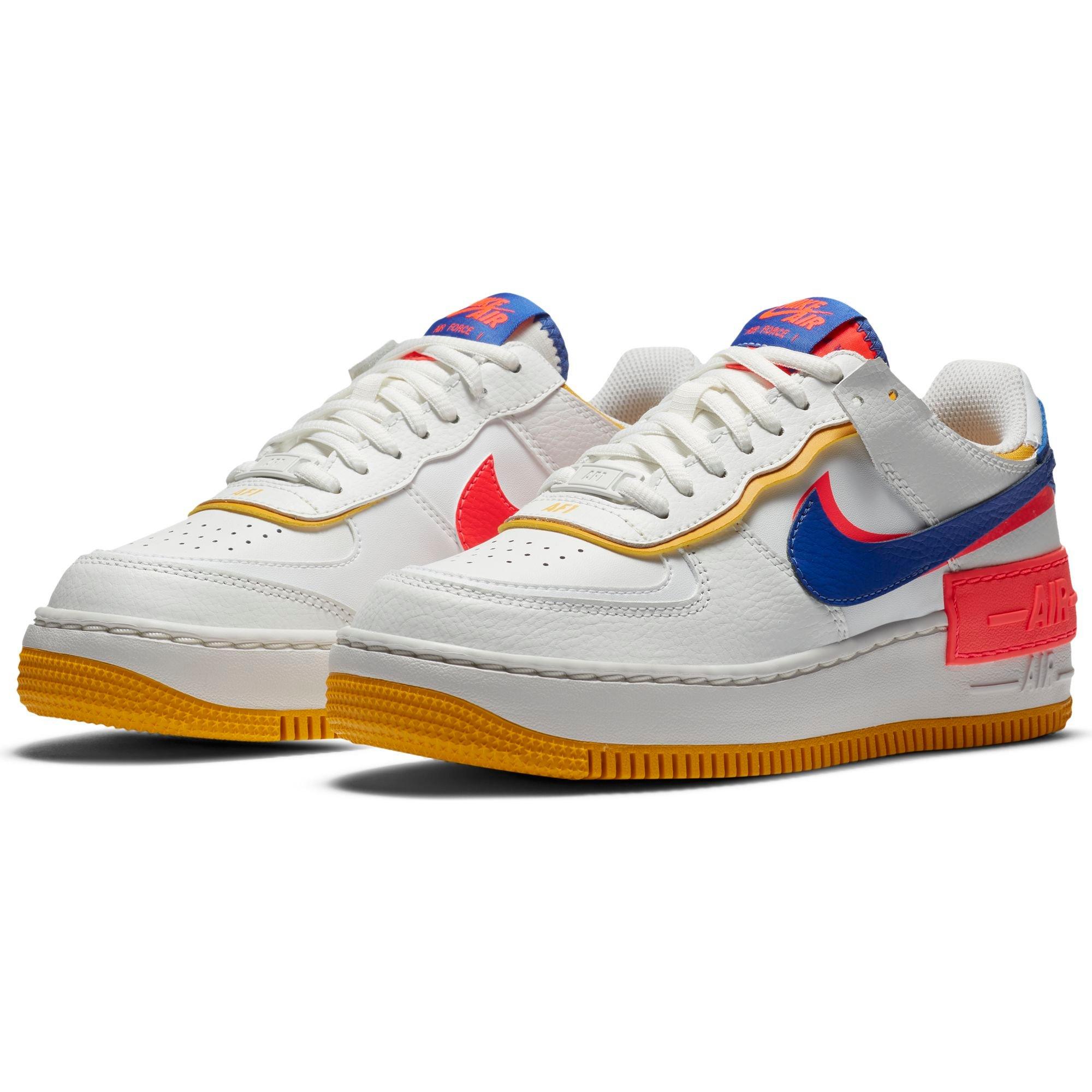 blue yellow red air force ones