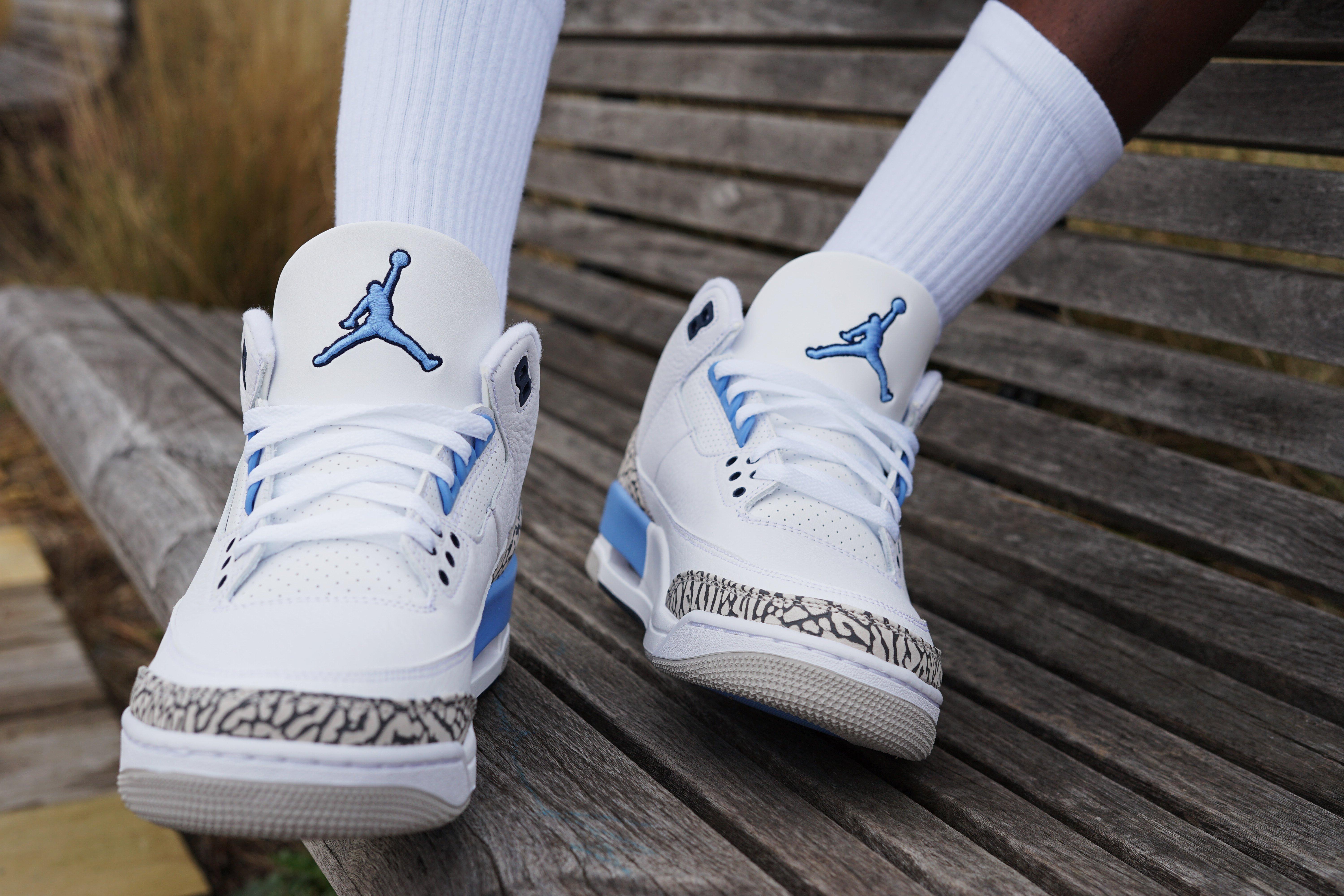 retro 3 jordans blue and white