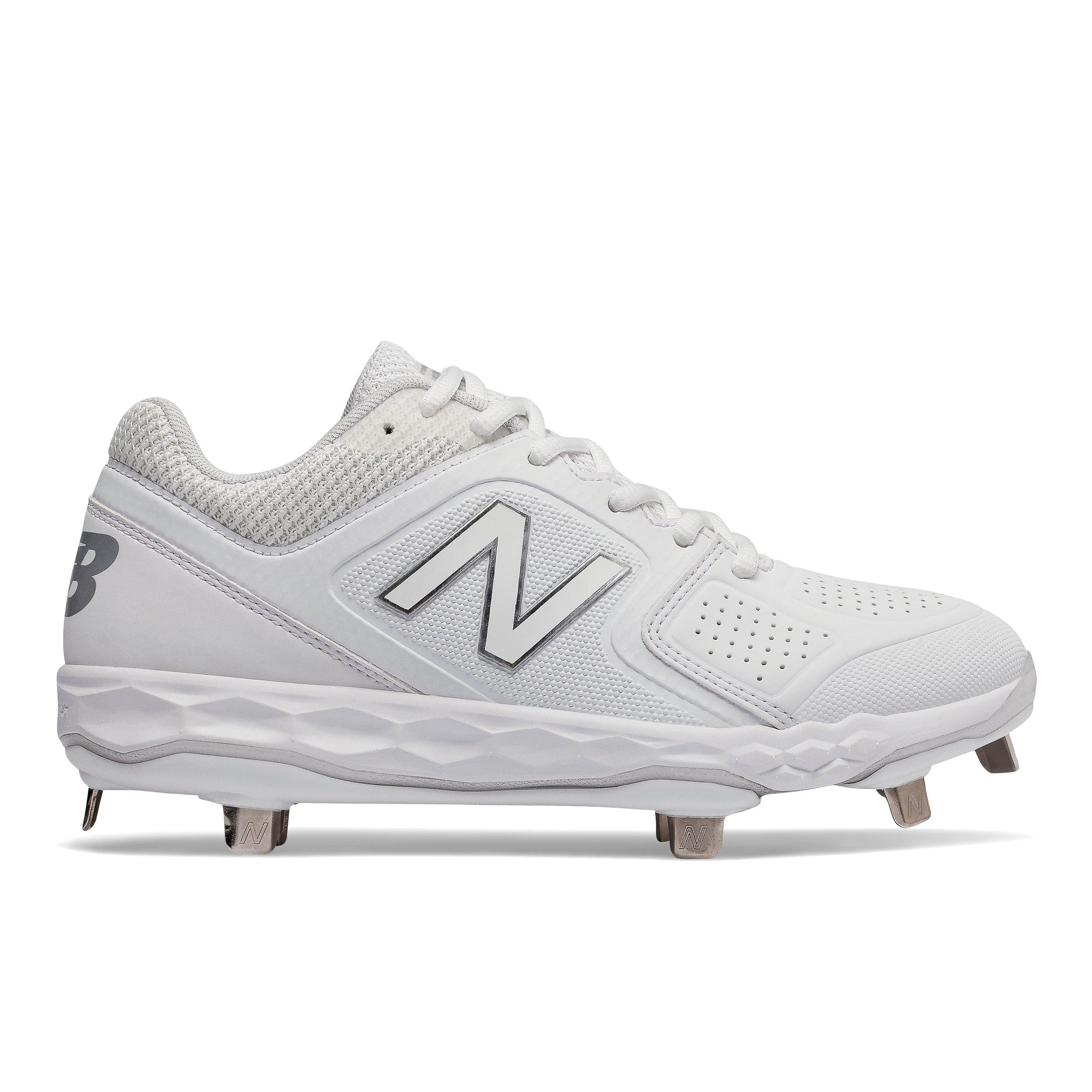 all white new balance metal cleats