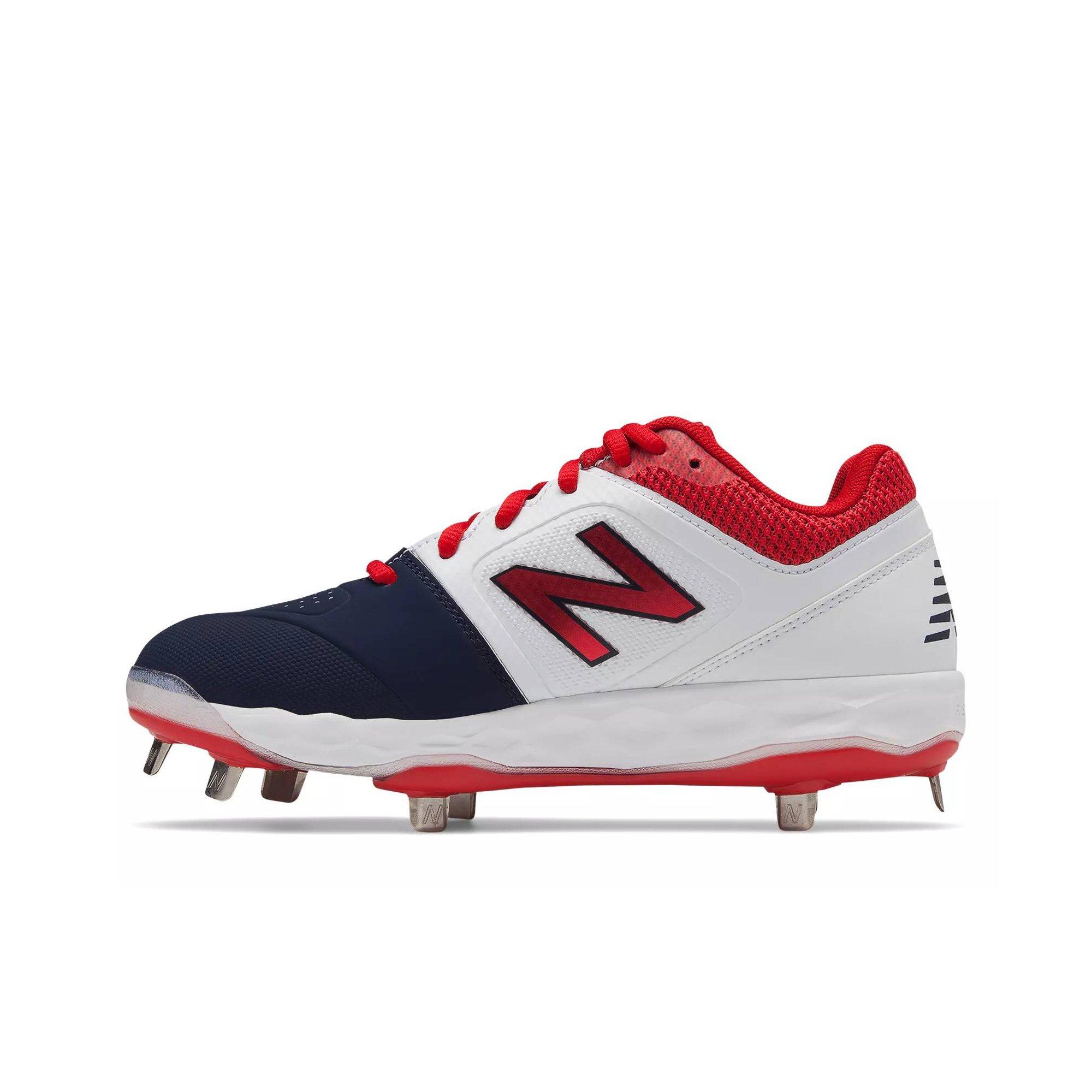 red white and blue new balance cleats