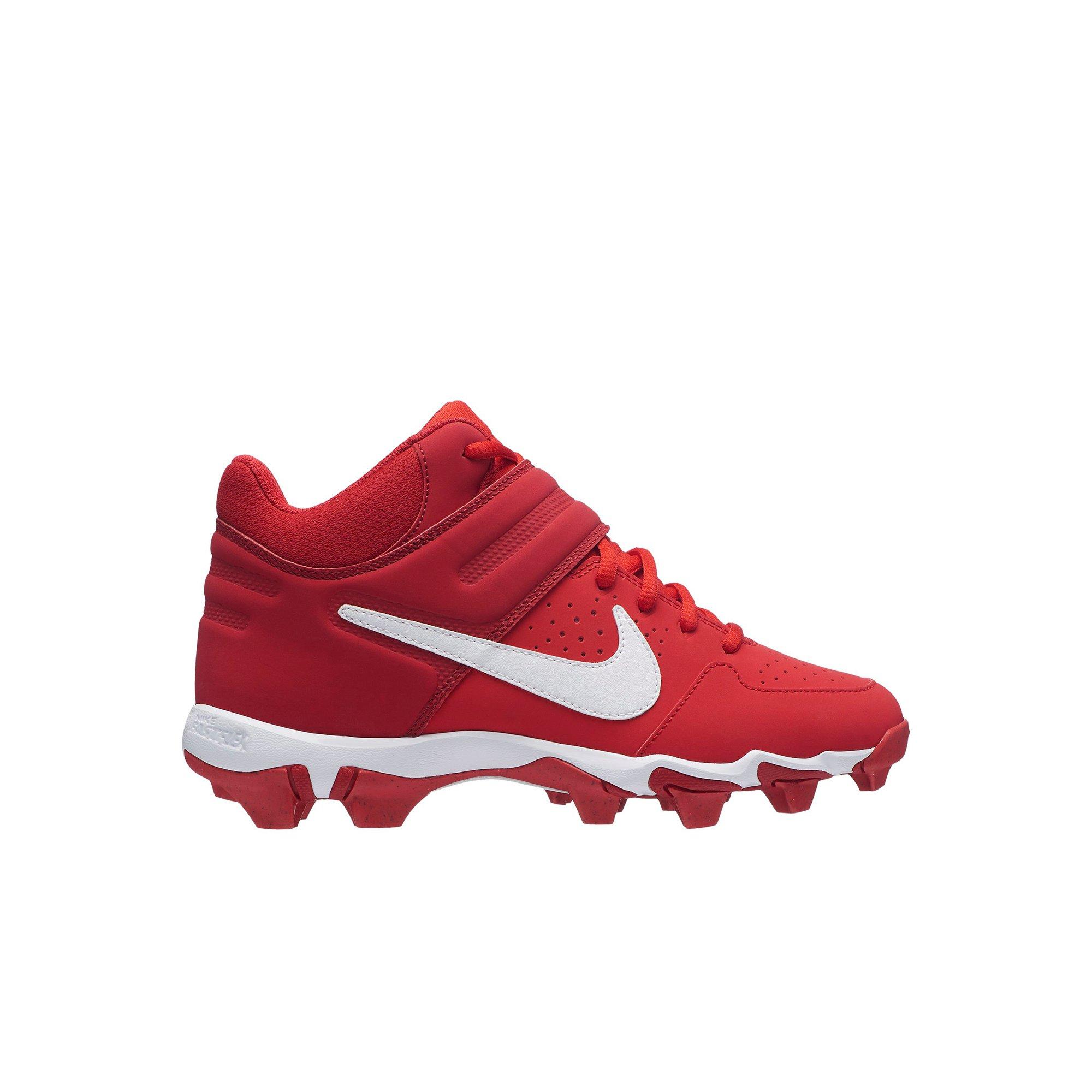 kids red baseball cleats