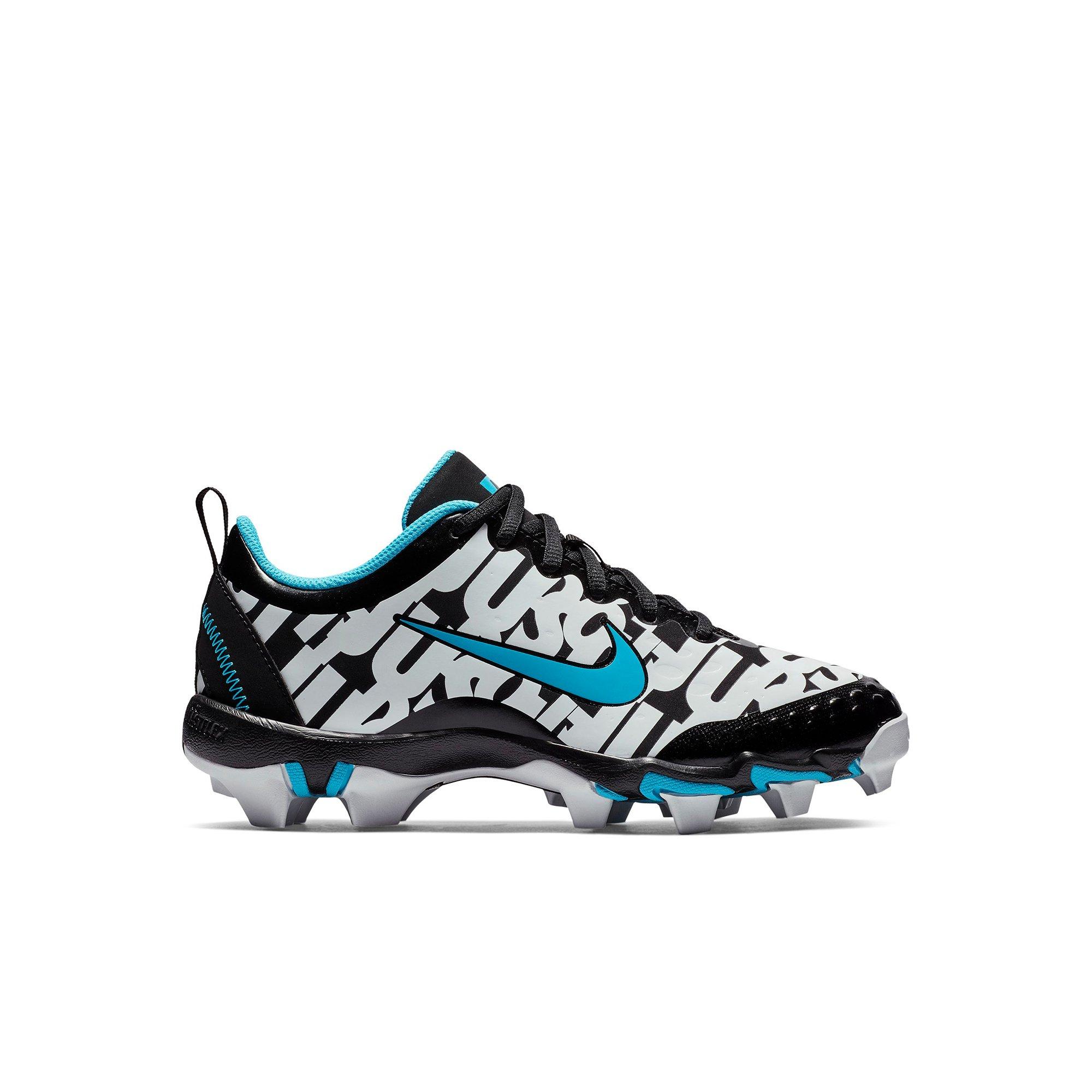blue and white softball cleats