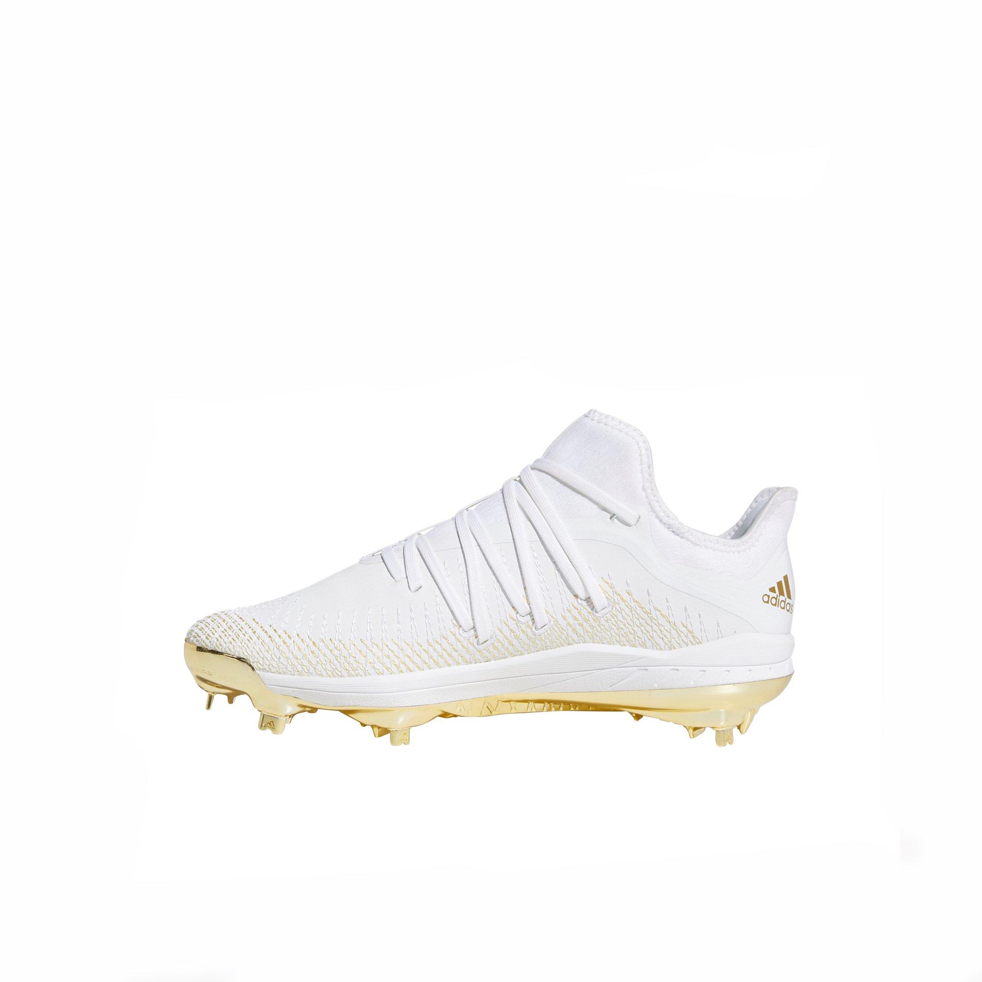 white and gold adidas baseball cleats