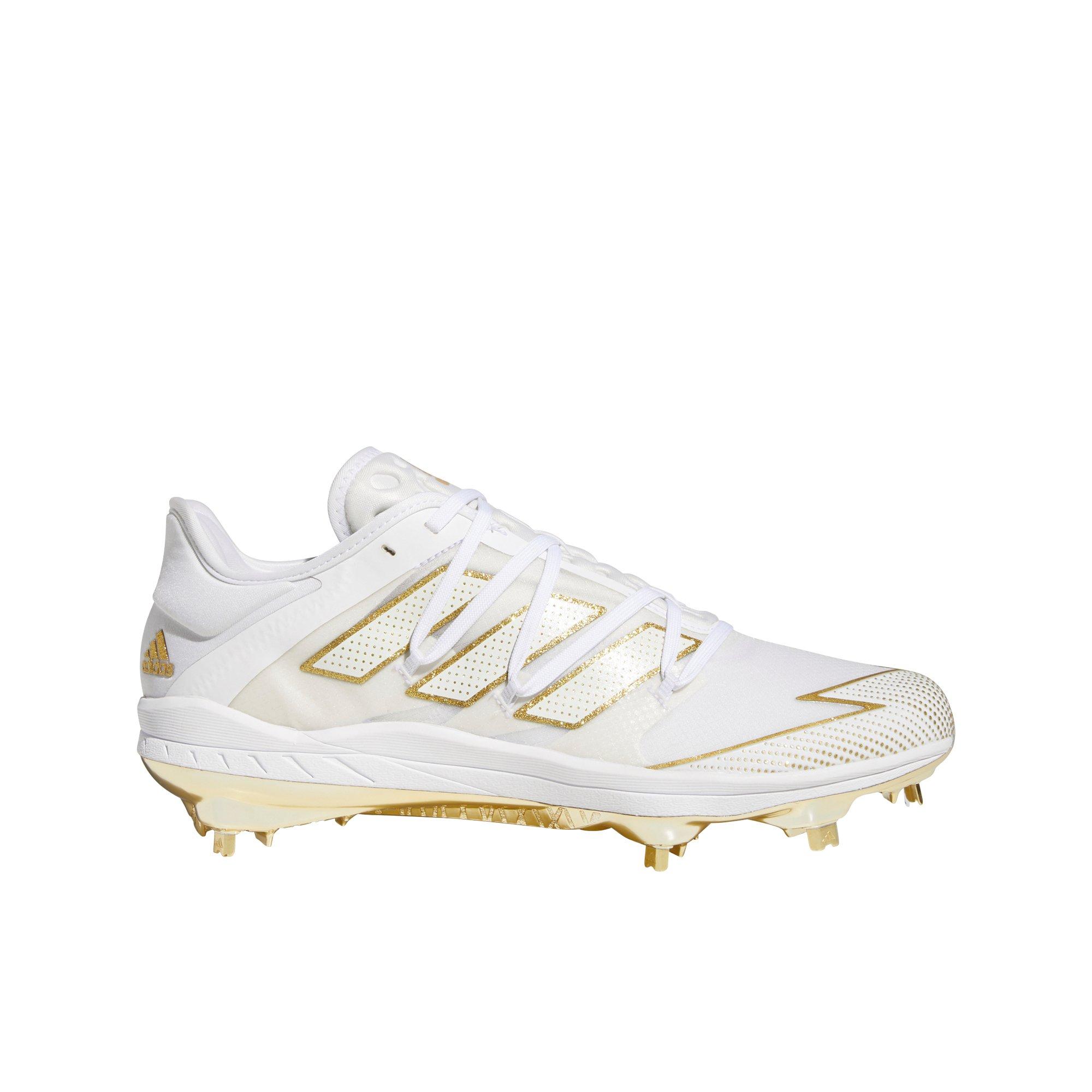 white and gold adidas baseball cleats