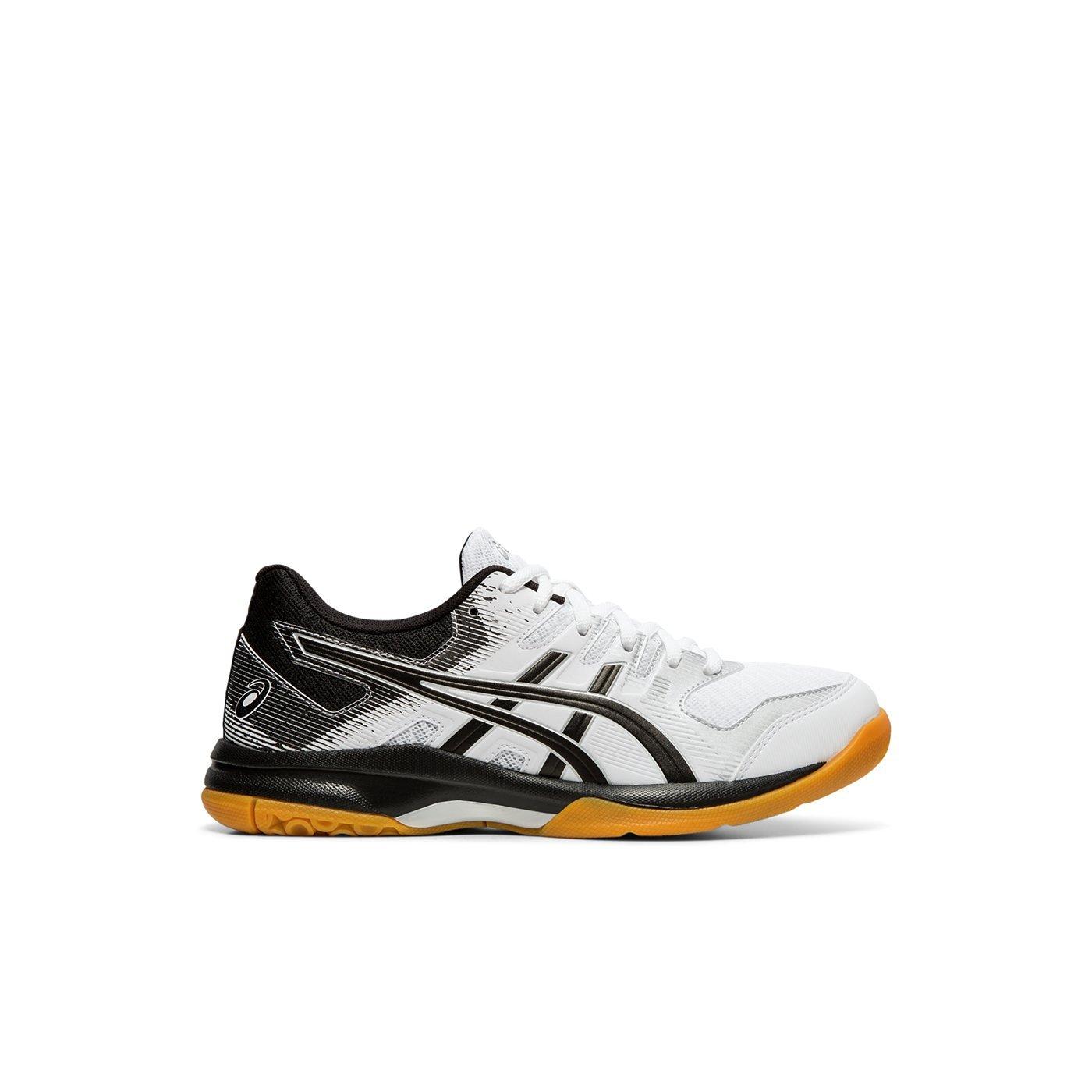 black and white asics volleyball shoes