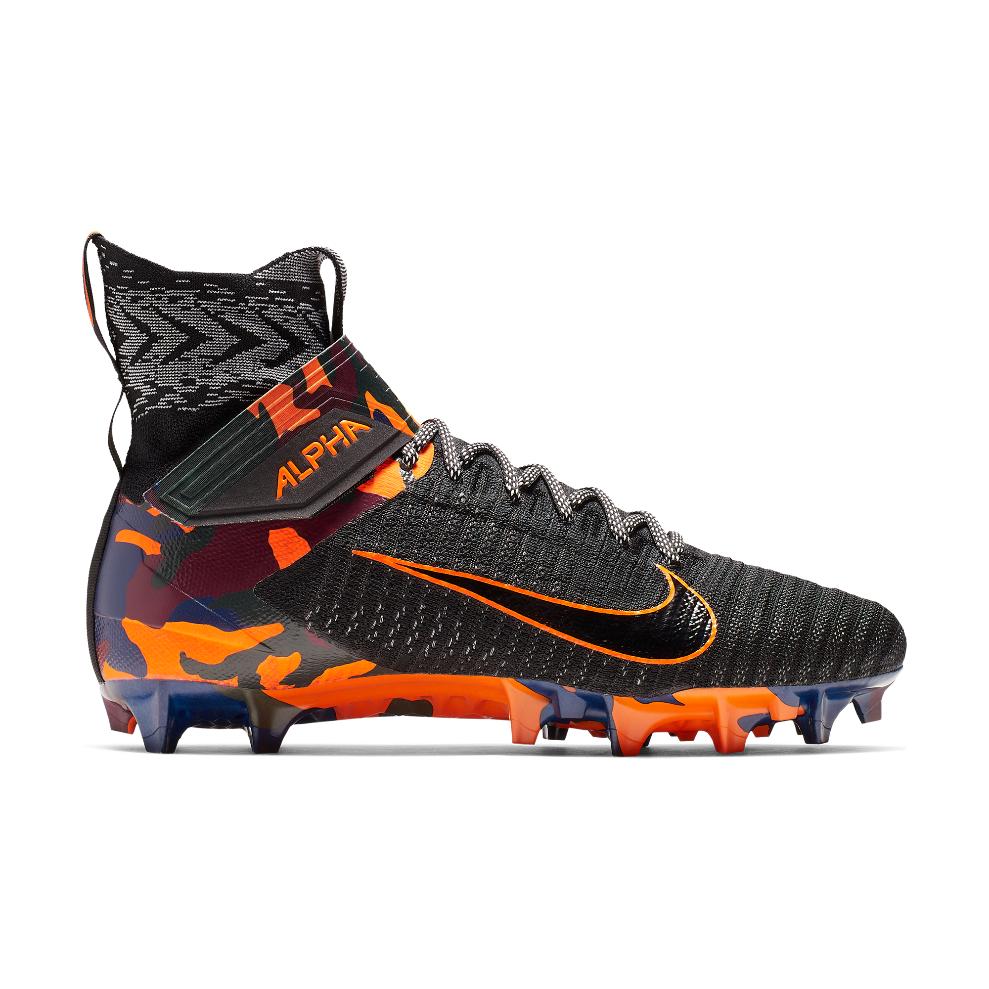 orange and black youth football cleats