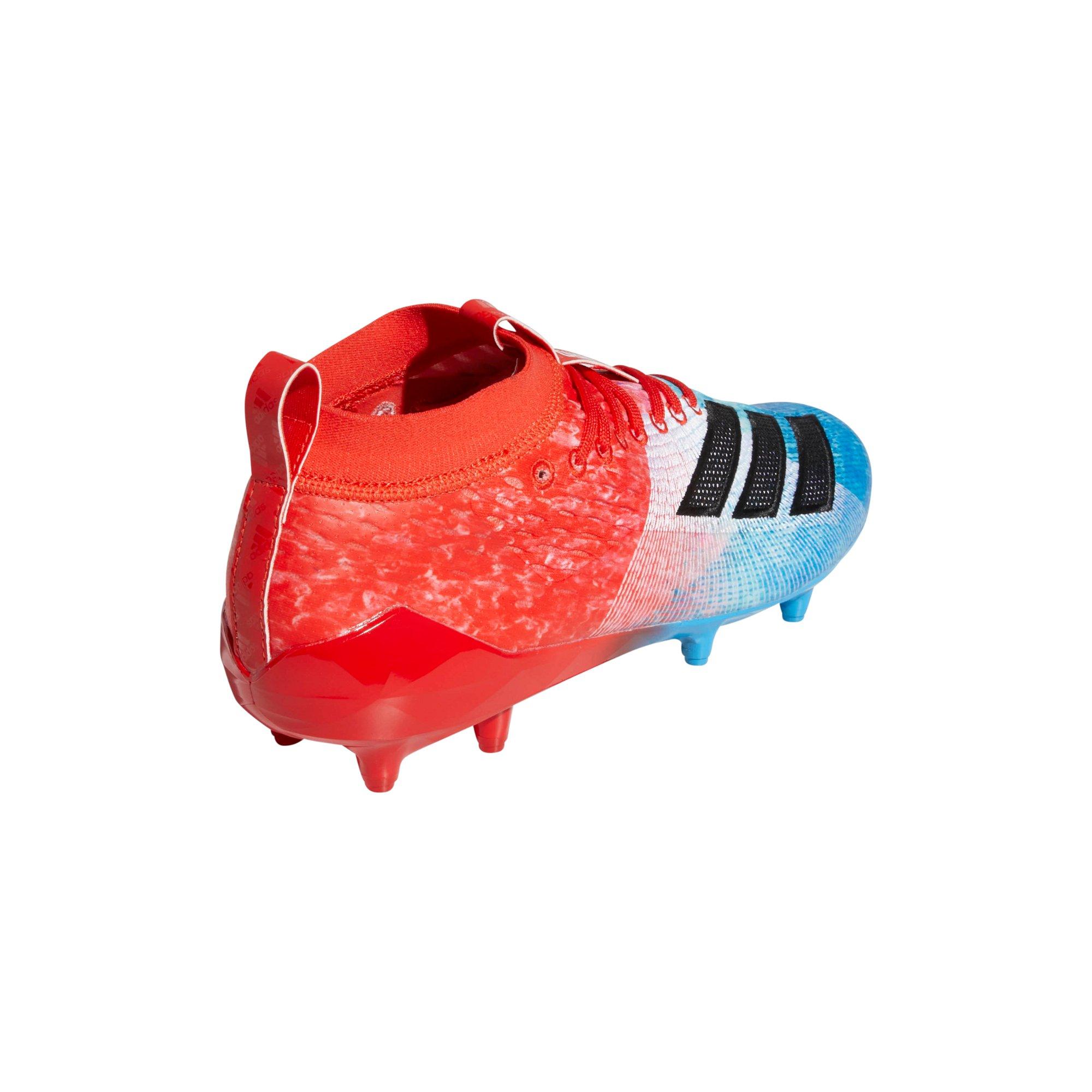 red and blue football cleats