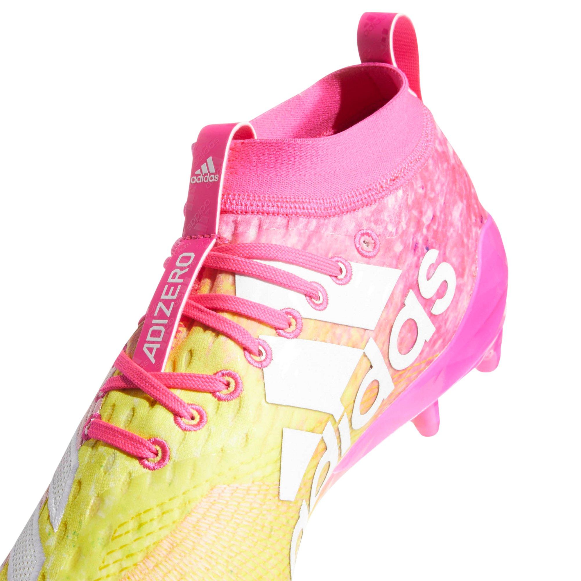 pink and yellow football cleats