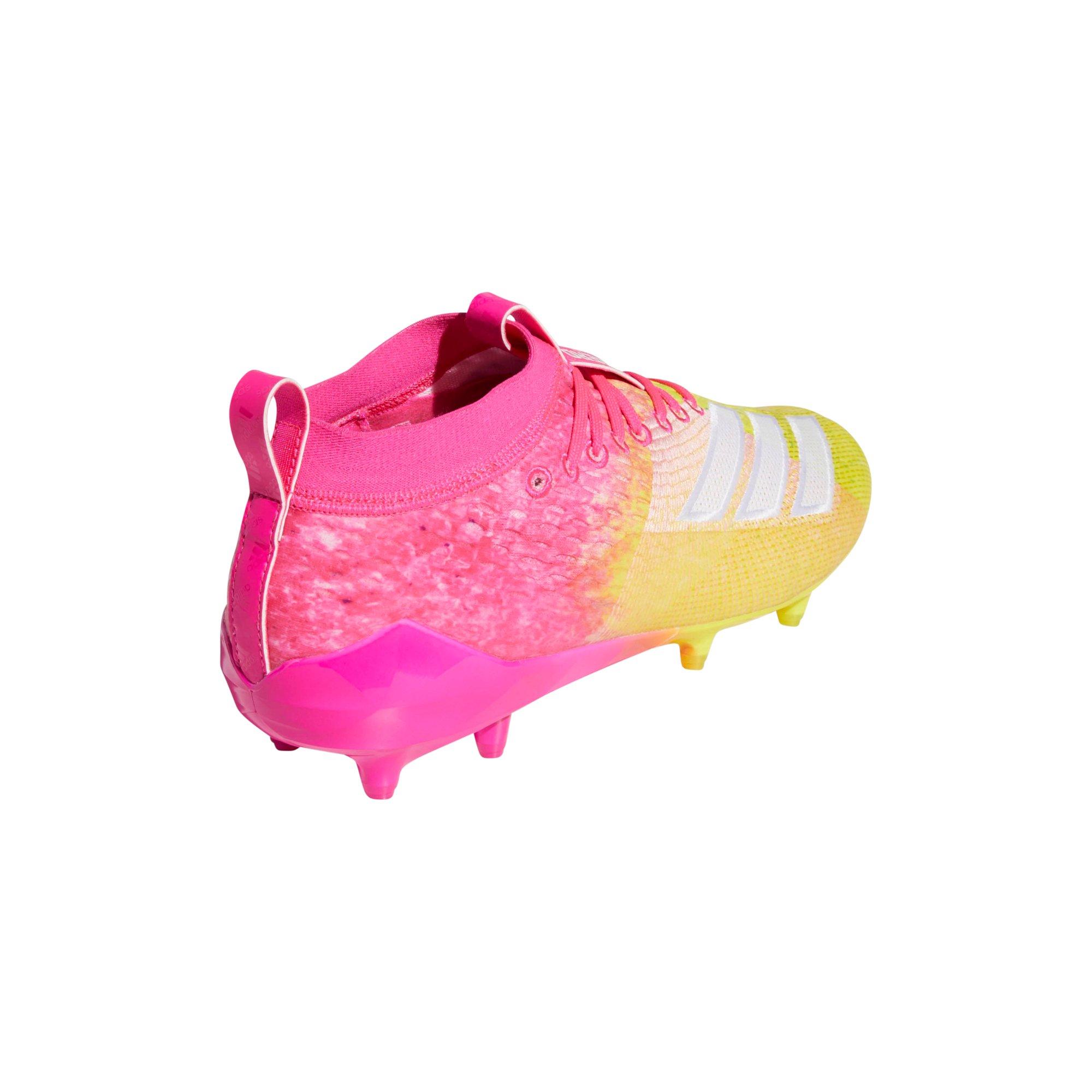 pink and yellow football cleats