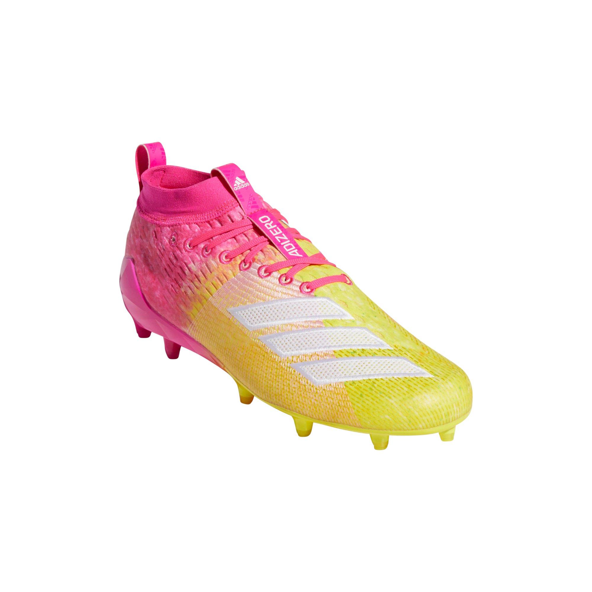 pink and yellow adidas cleats