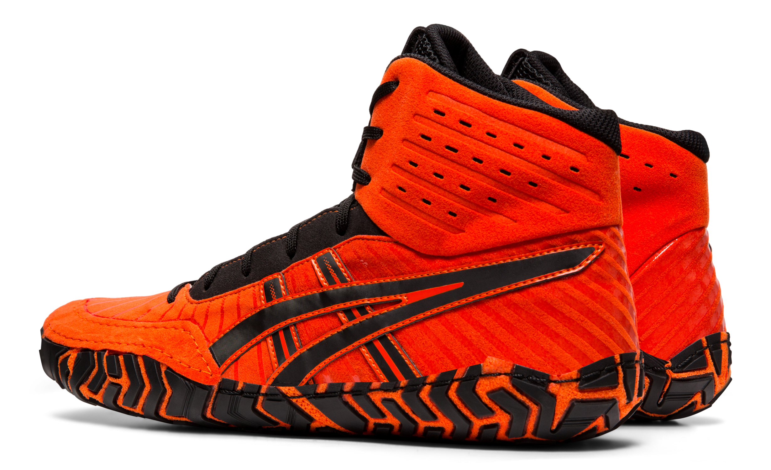 orange and black asics wrestling shoes