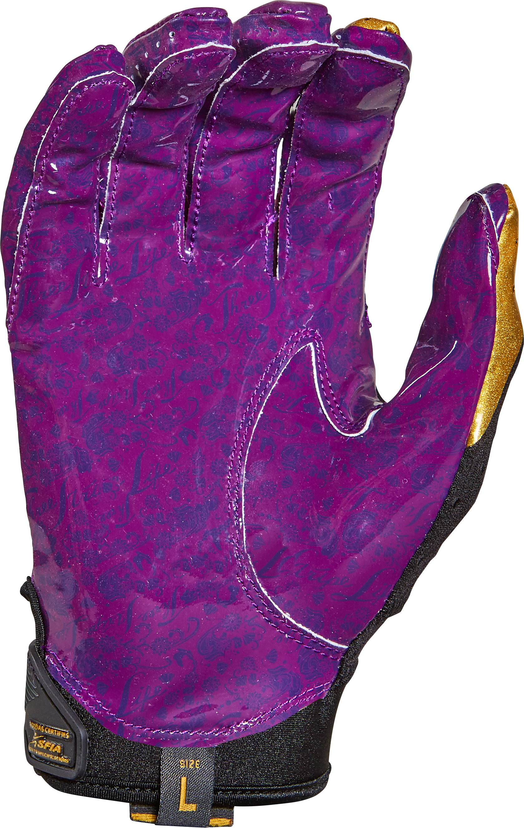 black and purple football gloves