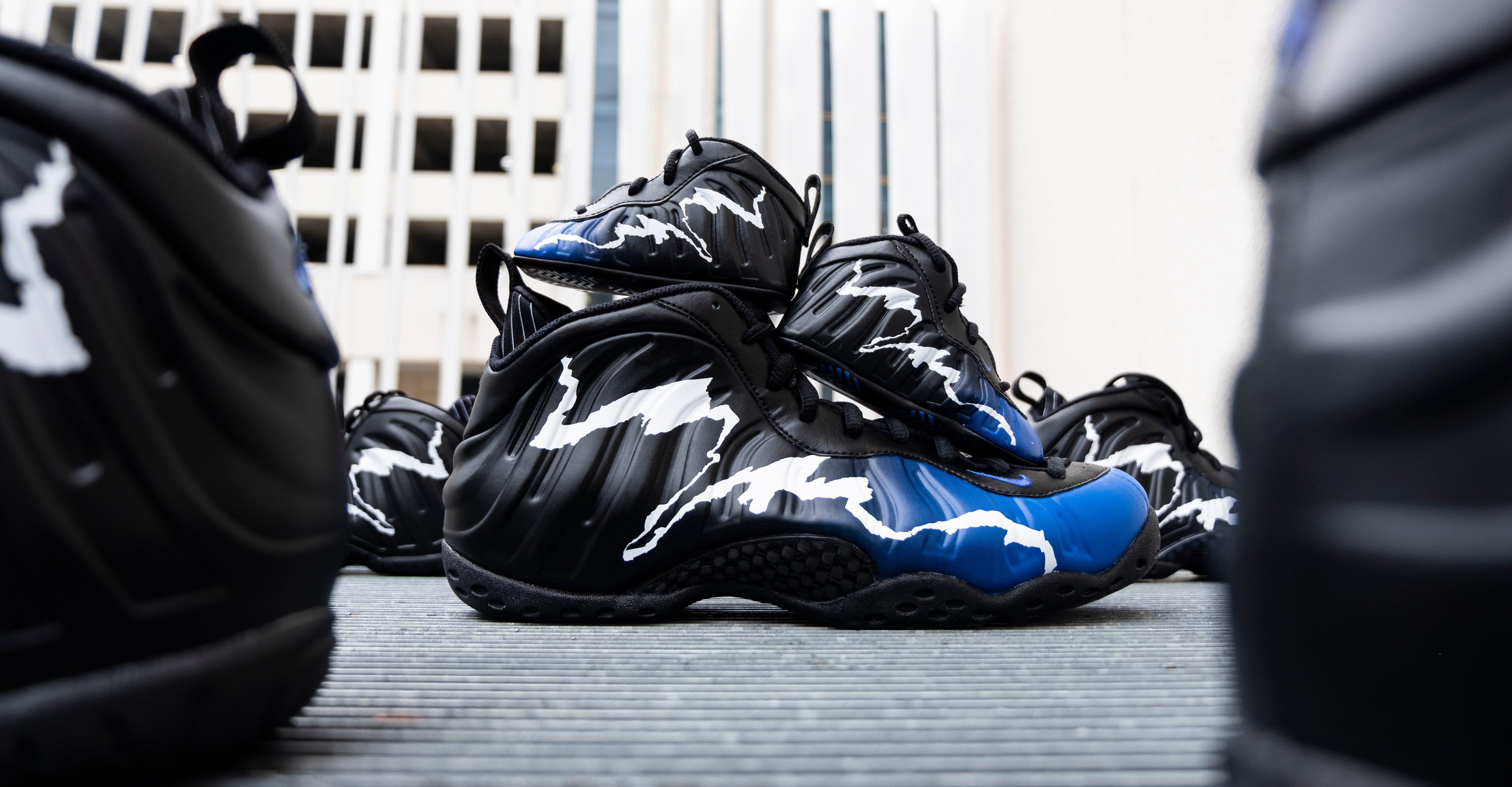 Sneakers Release Nike Air Foamposite One Black Aurora Black Game Royal Men s and Kids Basketball Shoe