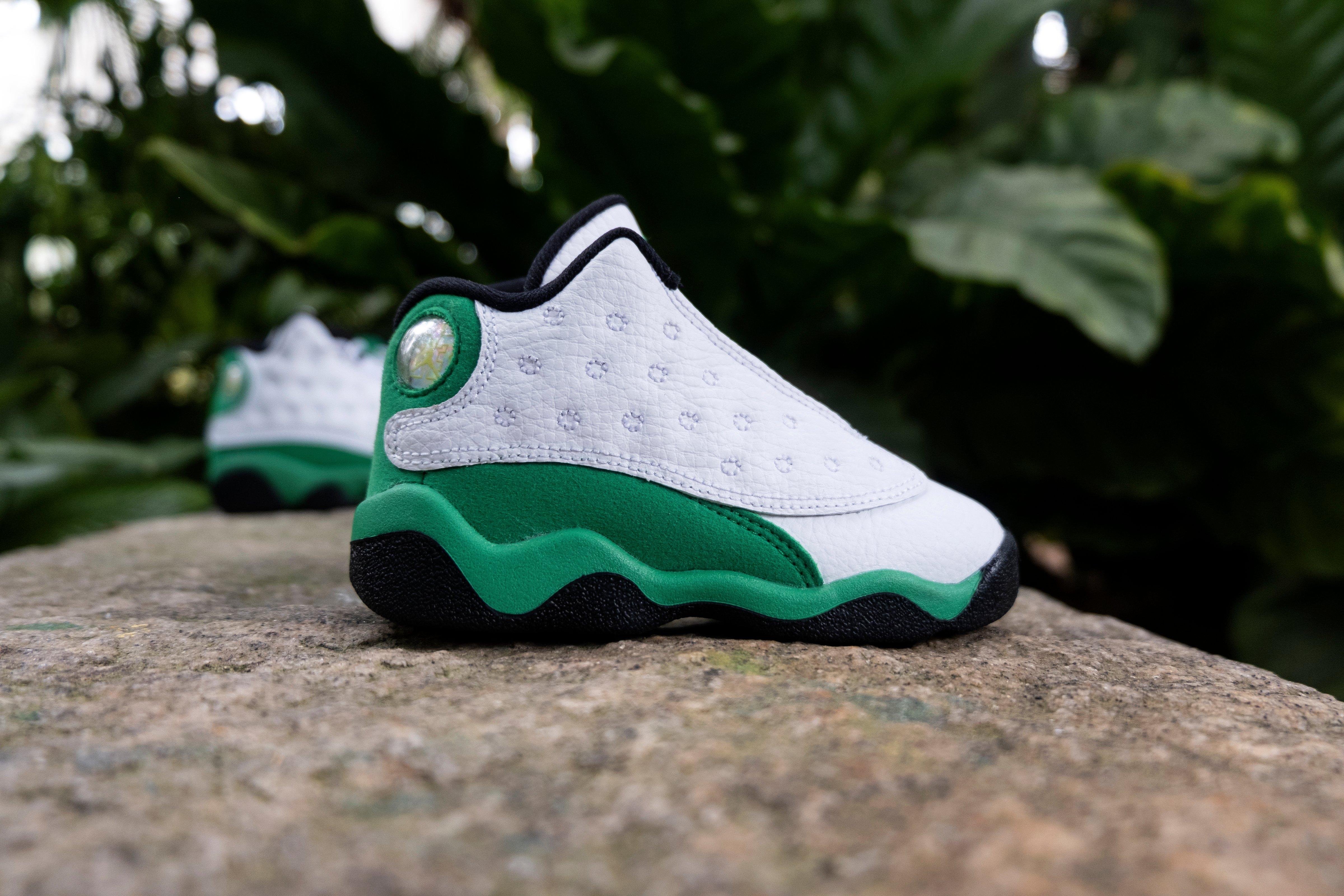 green and white 13s jordans