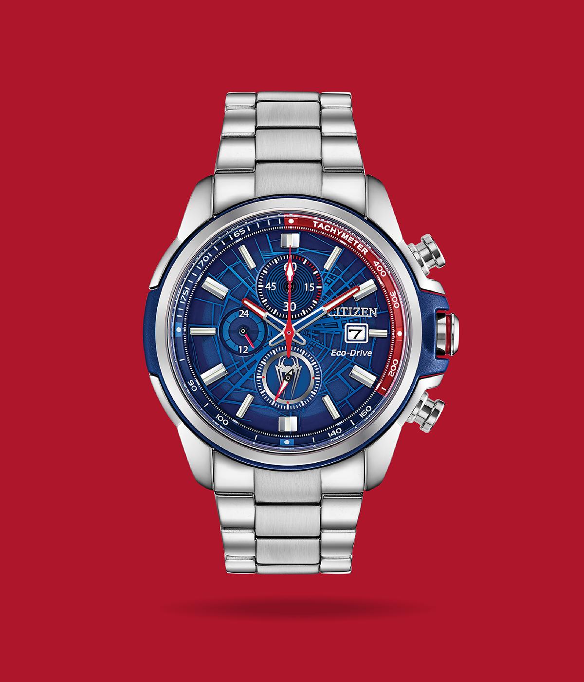 citizen eco drive spider man watch