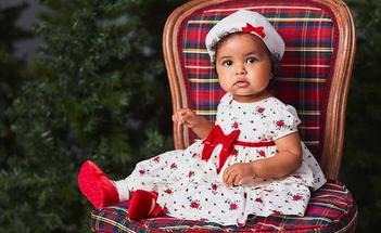 Newborn Girl in Holiday Dress